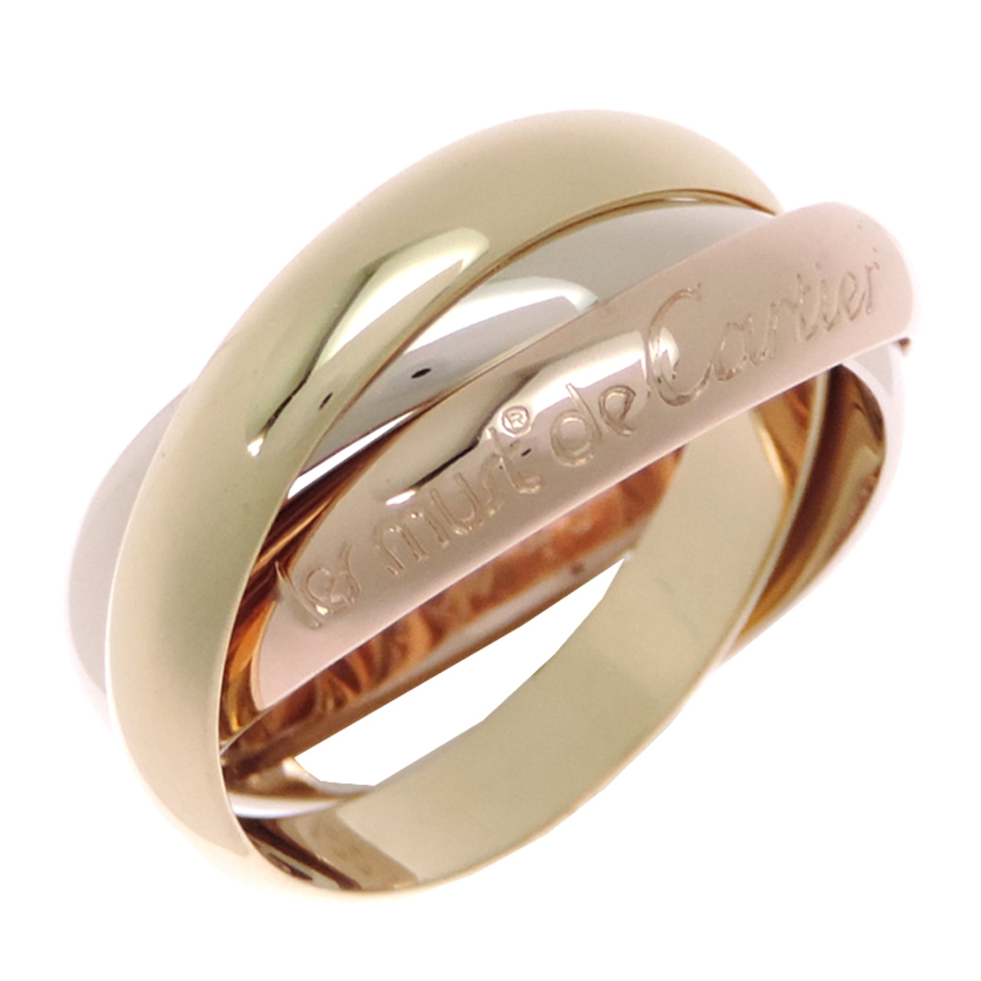 Cartier #49 YG PG WG Trinity Women\'s Ring - 750 Pink Gold, Yellow White Gold