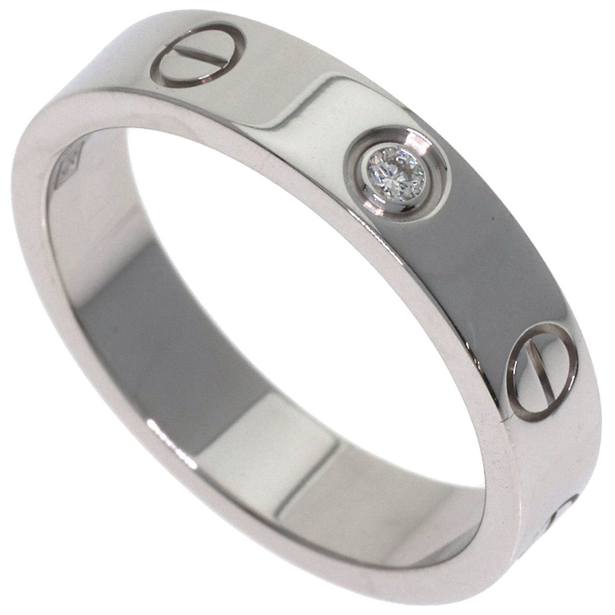 Cartier Mini Love Ring, 1P Diamond, Size 51, 18K White Gold, Women\'s Ring.