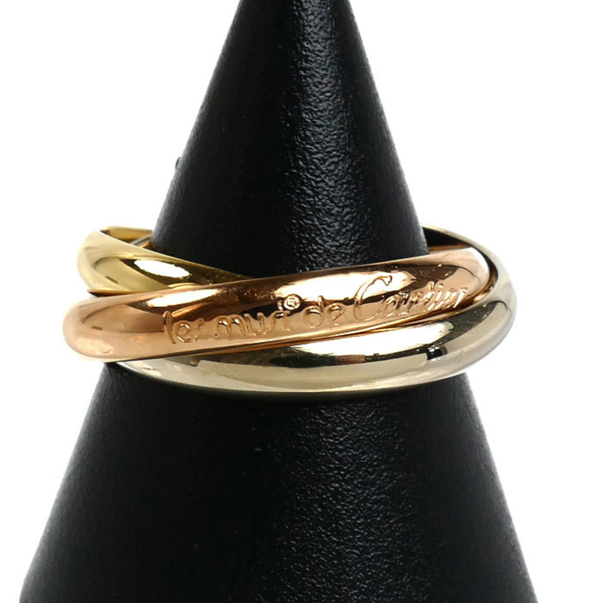 CARTIER Cartier 18K Yellow Gold Pink White Les Must de Trinity Ring, Size 60, 9.8g, Men\'s