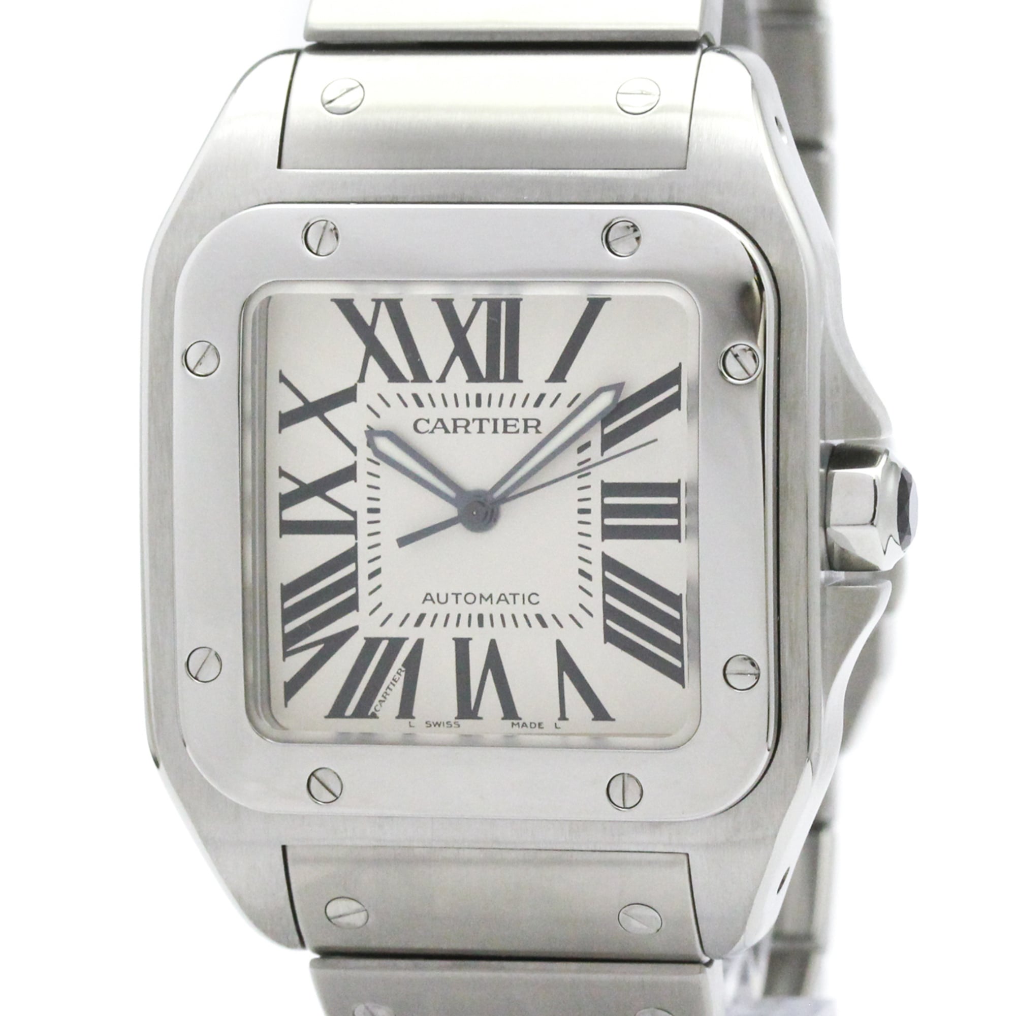 CARTIER Santos 100 Stainless Steel Automatic Watch W200737G Polished