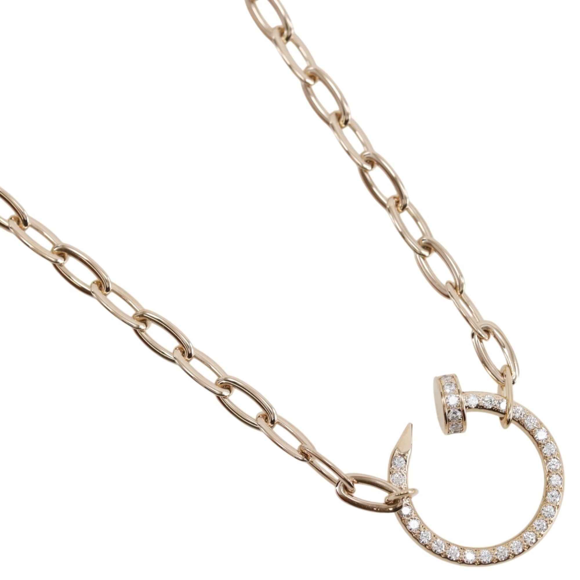 Cartier Juste un Clou Pave Necklace N7413500, 18K Pink Gold with Diamonds, Approx. 16.3g, Unisex.