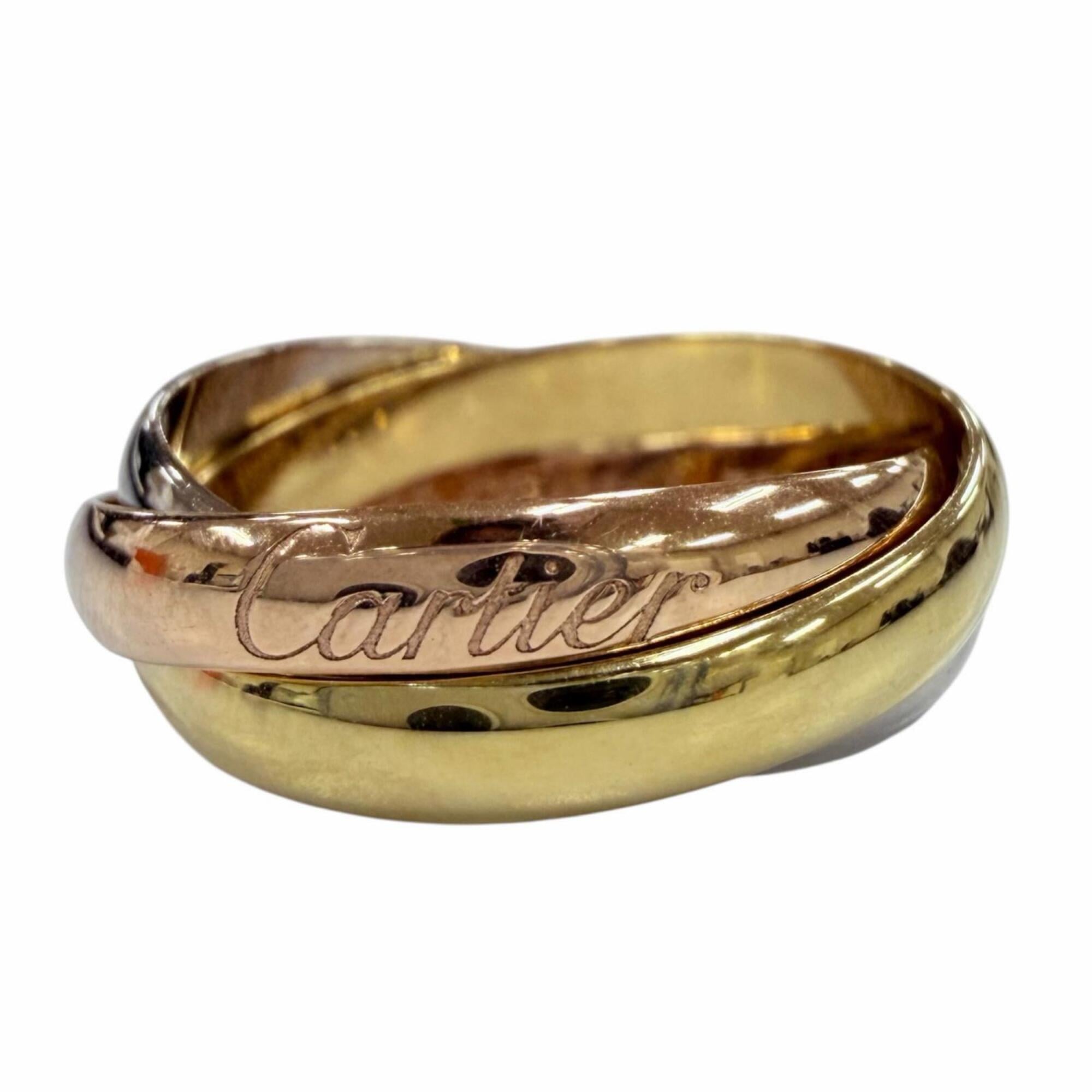 Cartier Trinity Ring SM AU750 (YG WG PG) Three-Color Gold Ring, Yellow Gold, White Pink Size 48, Wei