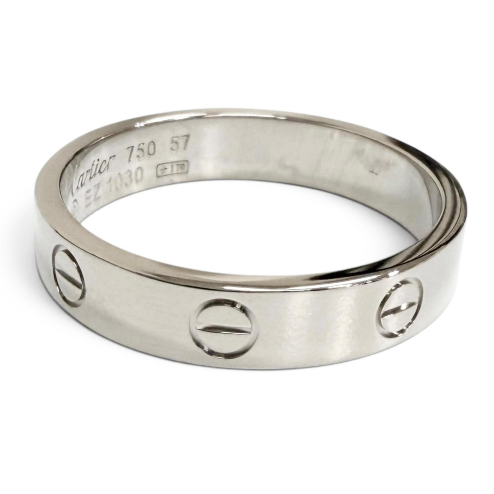 Cartier EZ1030 Mini Love 750 Ring, White Gold, Size 57, Weight 4.96g, Men\'s.