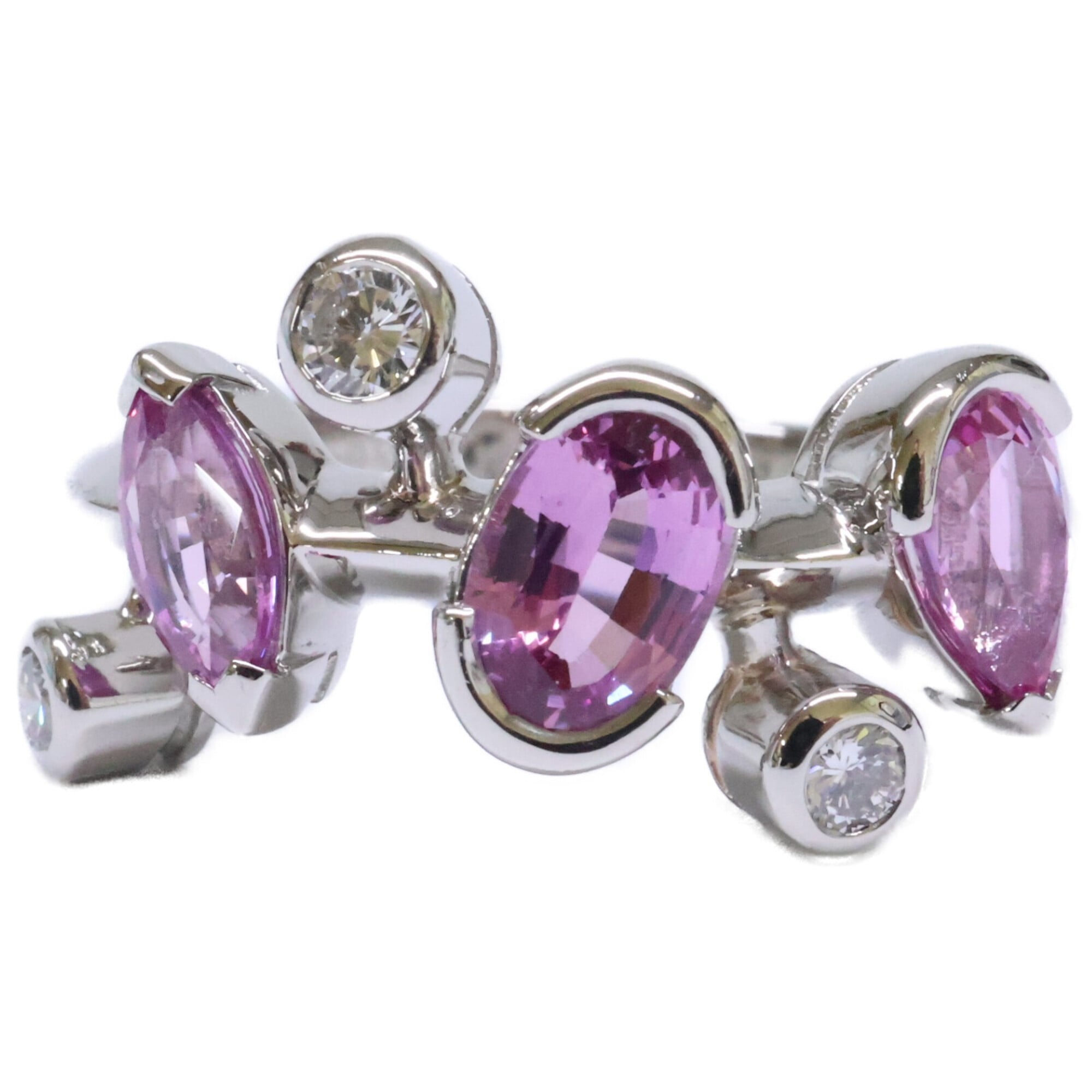 Cartier (Cartier) Newly polished PT950 Merimelo Diamond x Pink Sapphire Ring, Size 46, Platinum, Wom