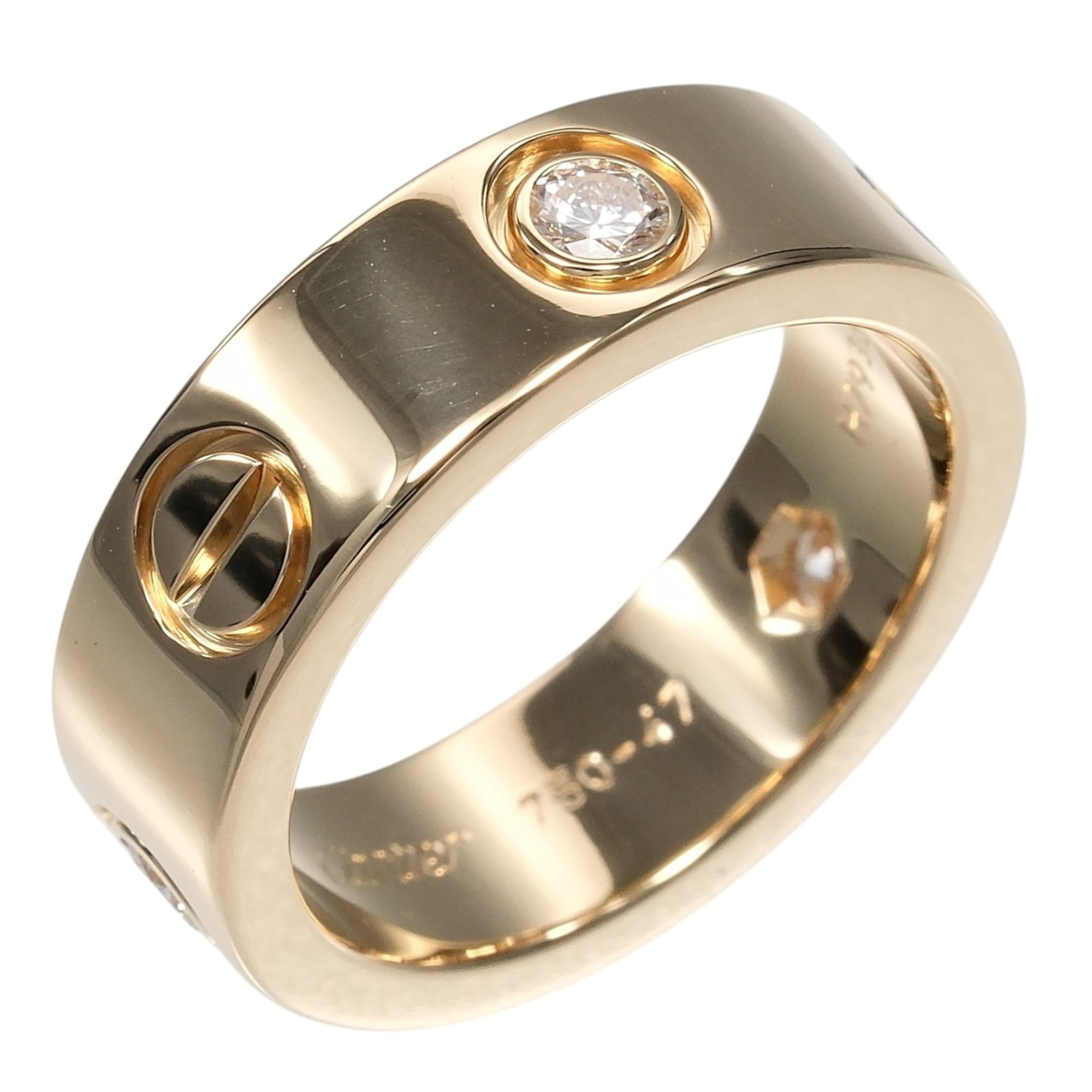 Cartier Love Classic Model Ring, Size 7, 18K Yellow Gold, 3 Diamonds, Approx. 7.84g, CARTIER