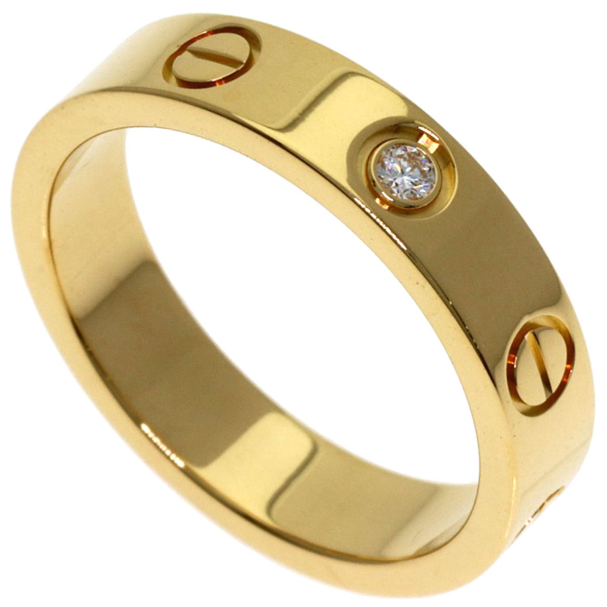 Cartier Mini Love Ring, 1P Diamond, Size 48, 18K Yellow Gold, Women\'s Ring.