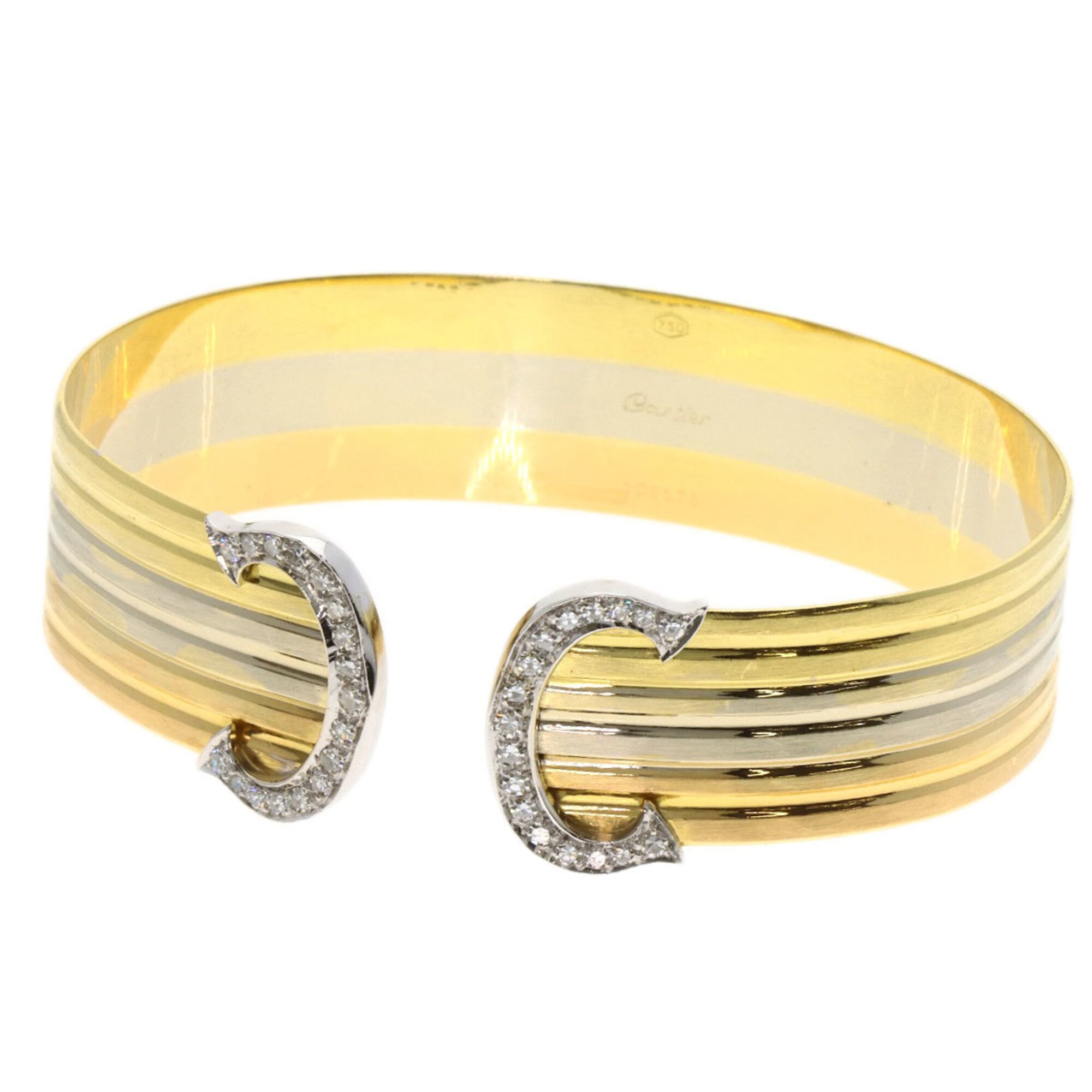 Cartier Vintage 2C Large Diamond Bracelet from the 1970s-1980s in 18K Yellow Gold/18KPG/18KWG for Wo