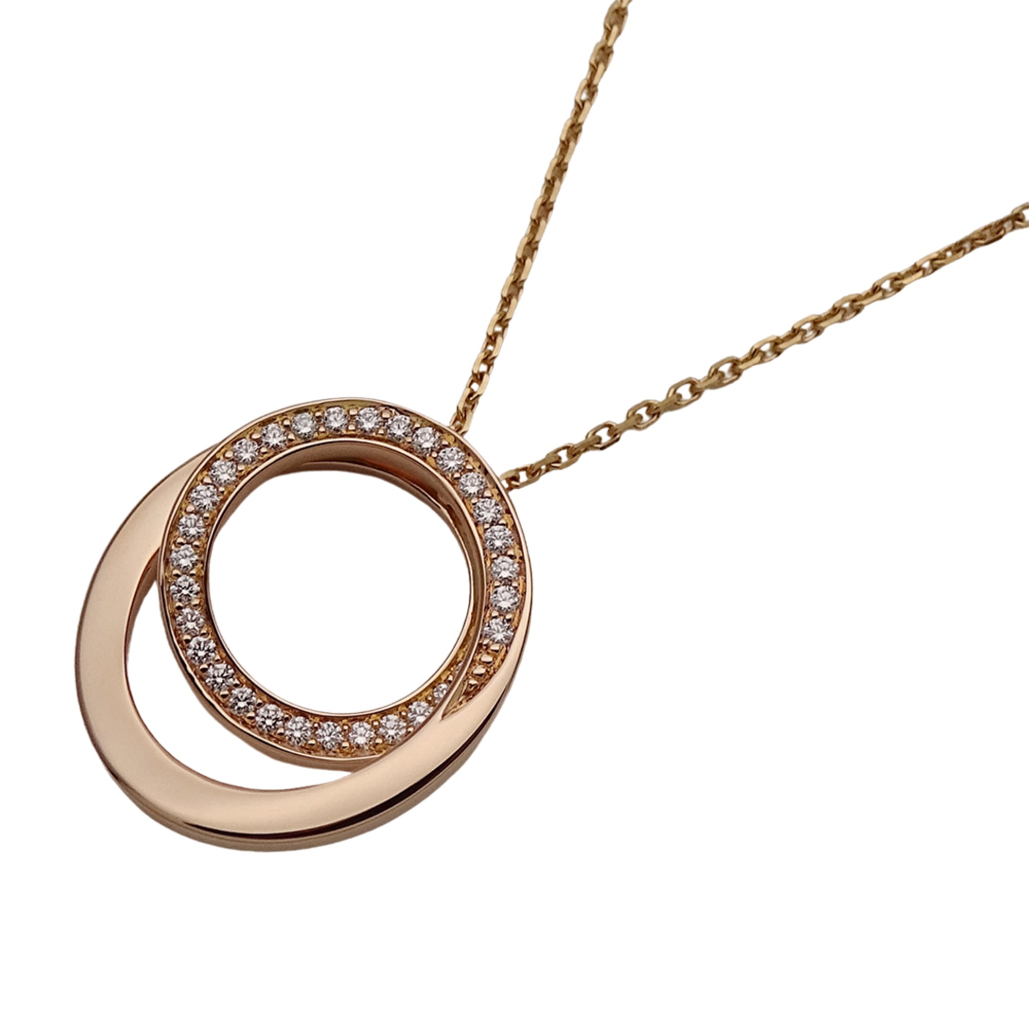 Cartier necklace for women, brand name, 750PG (pink gold), diamond, etincelle setting, polished.