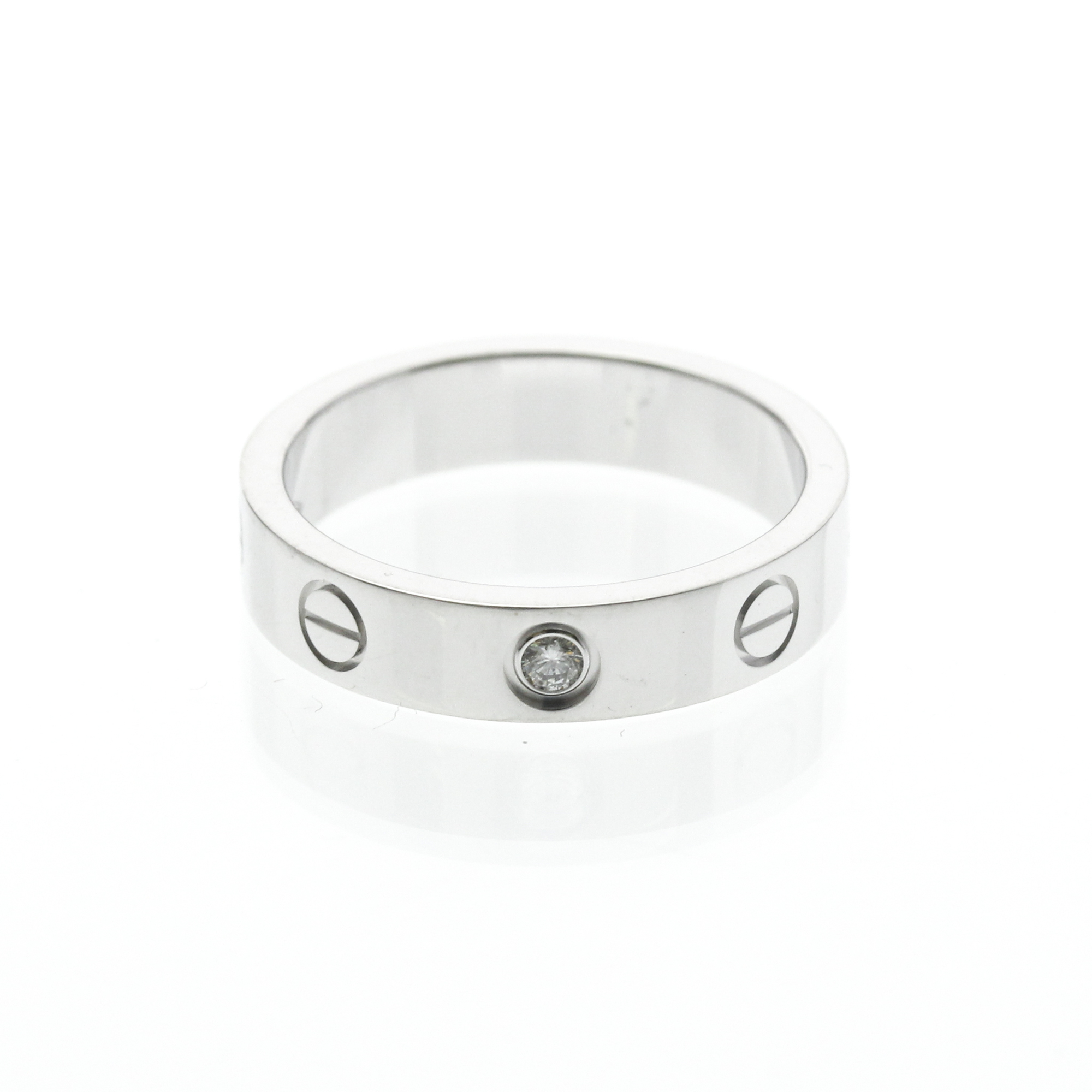 Cartier Mini Love Ring With 1 Diamond White Gold (18K) Fashion Diamond Band Ring Silver