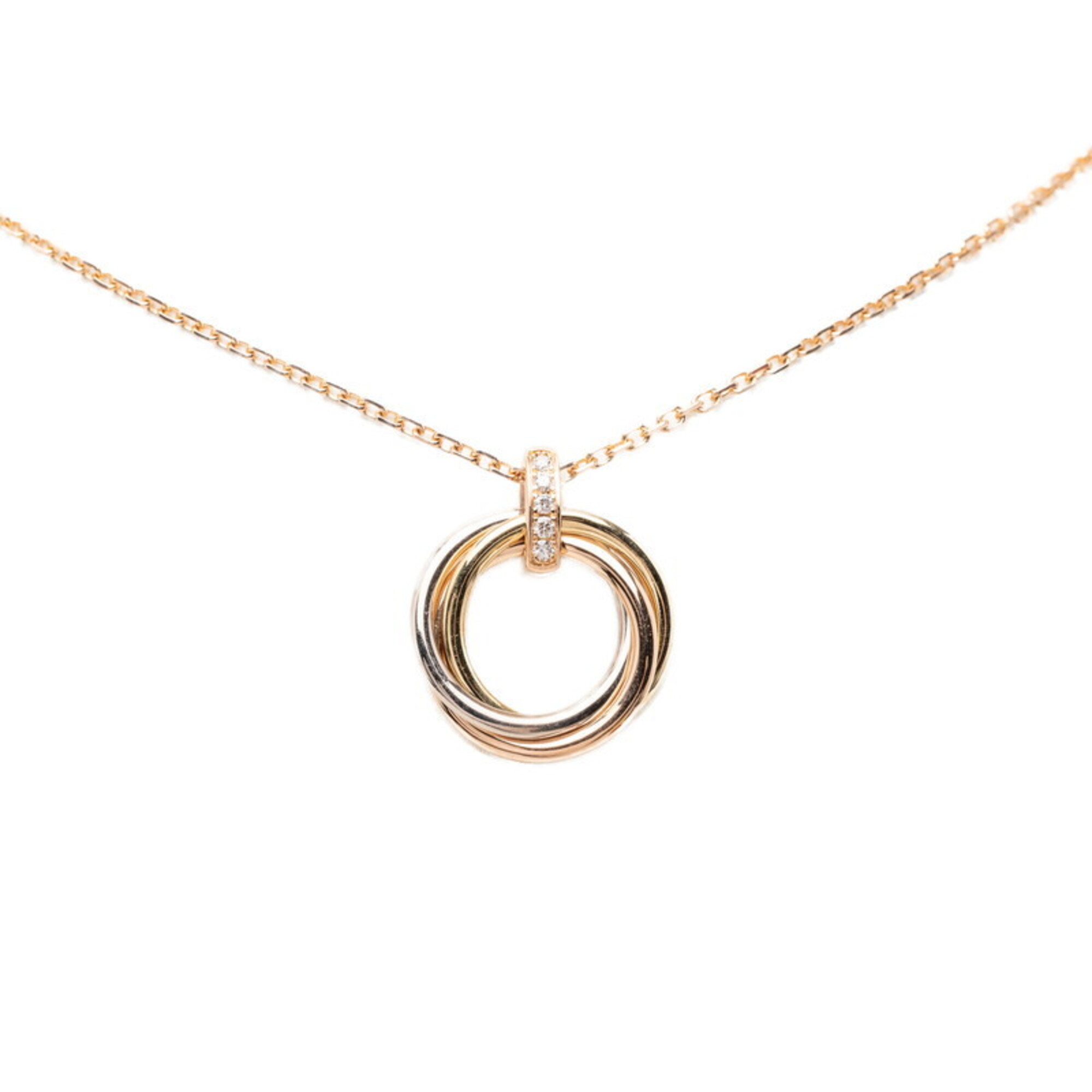 Cartier Trinity 5-Diamond Pendant Necklace, 18K Yellow Gold (KYG), Pink (18KPG), White (18KWG), 750,