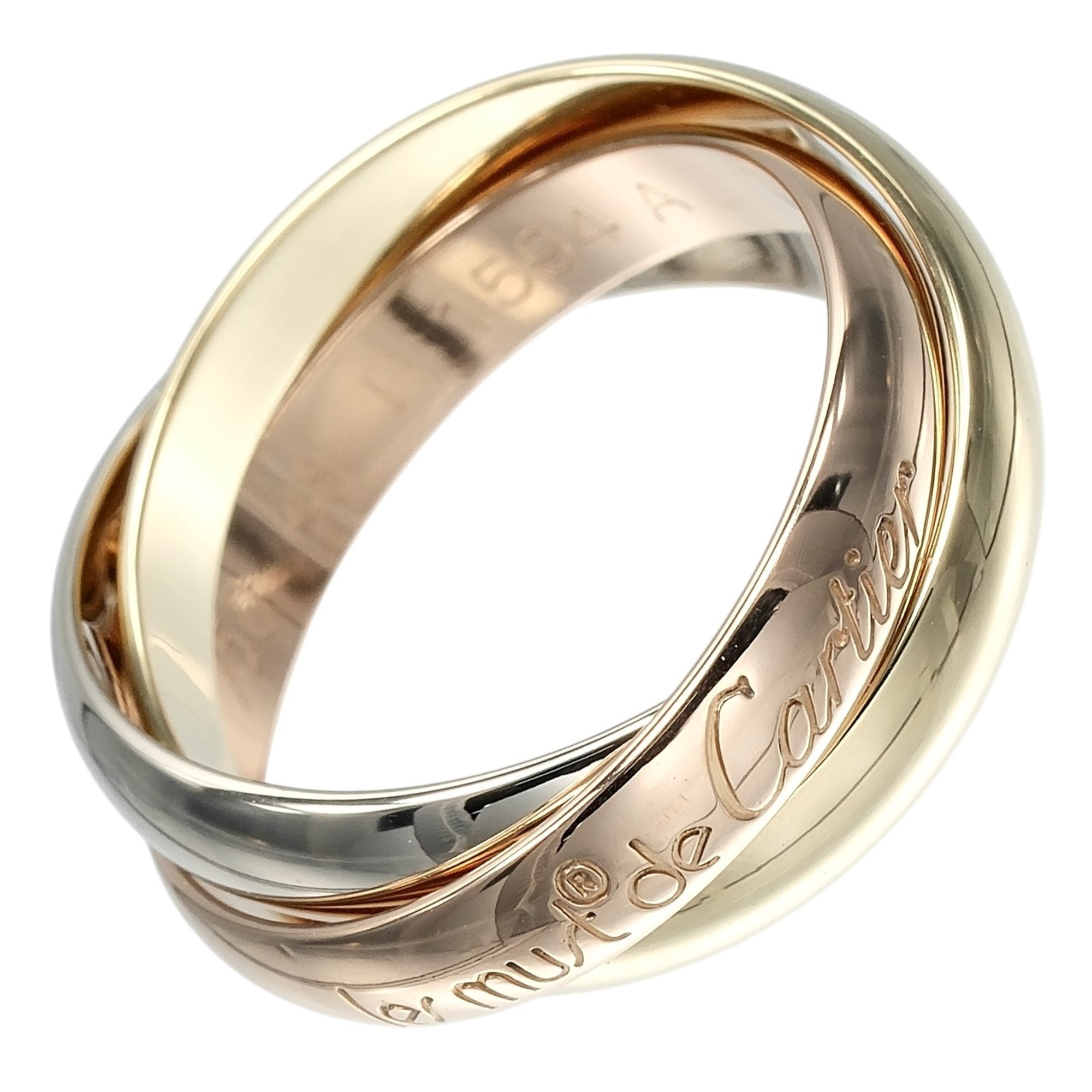 Cartier Trinity Ring, Size 7.5, 3.4mm Band, 18K Gold (YG, PG, WG), Approx. 6.57g