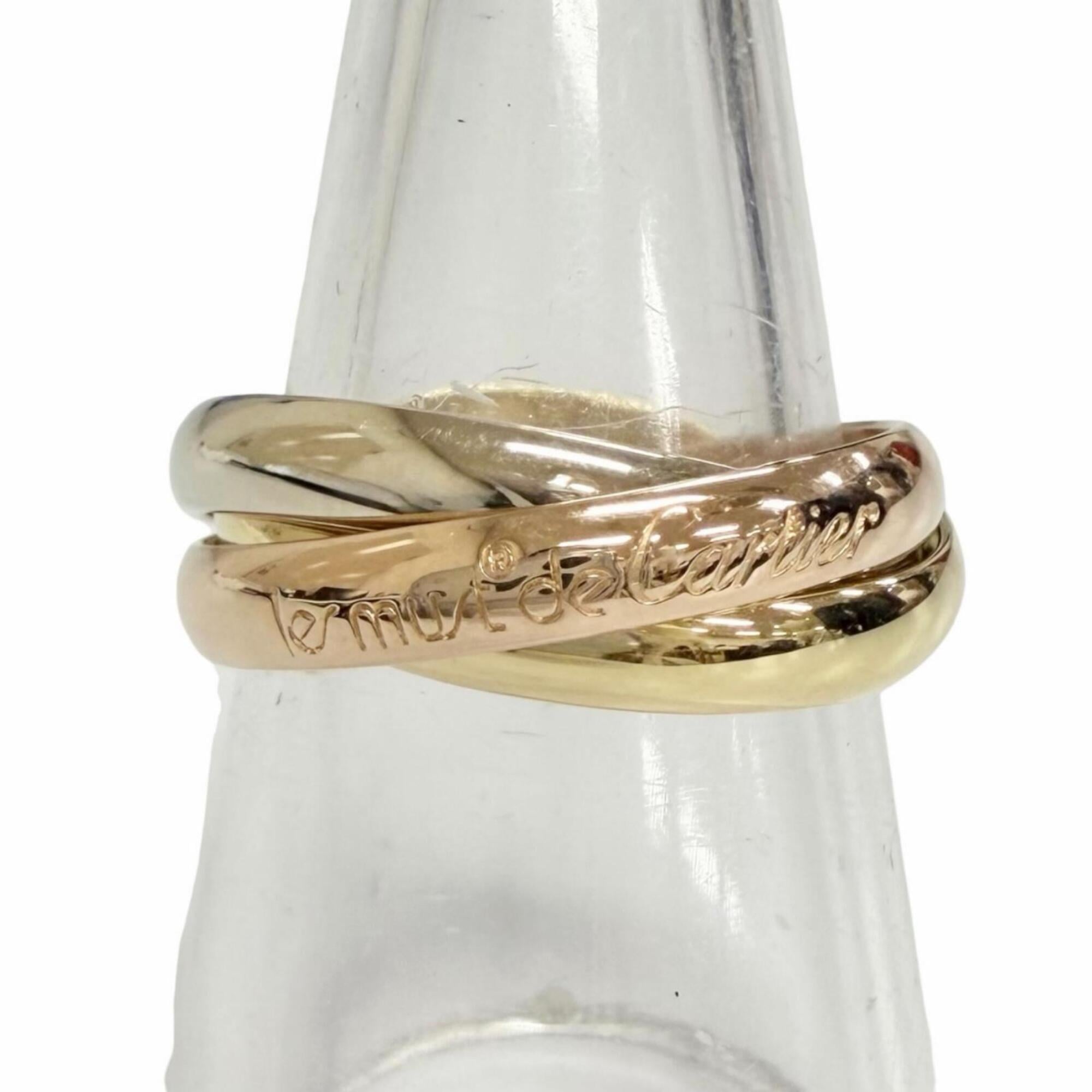 Cartier A3354Y Trinity MM Classic Ring, 750 (YG, PG, WG) Yellow Gold, Pink White Size 56, Weight 8.6