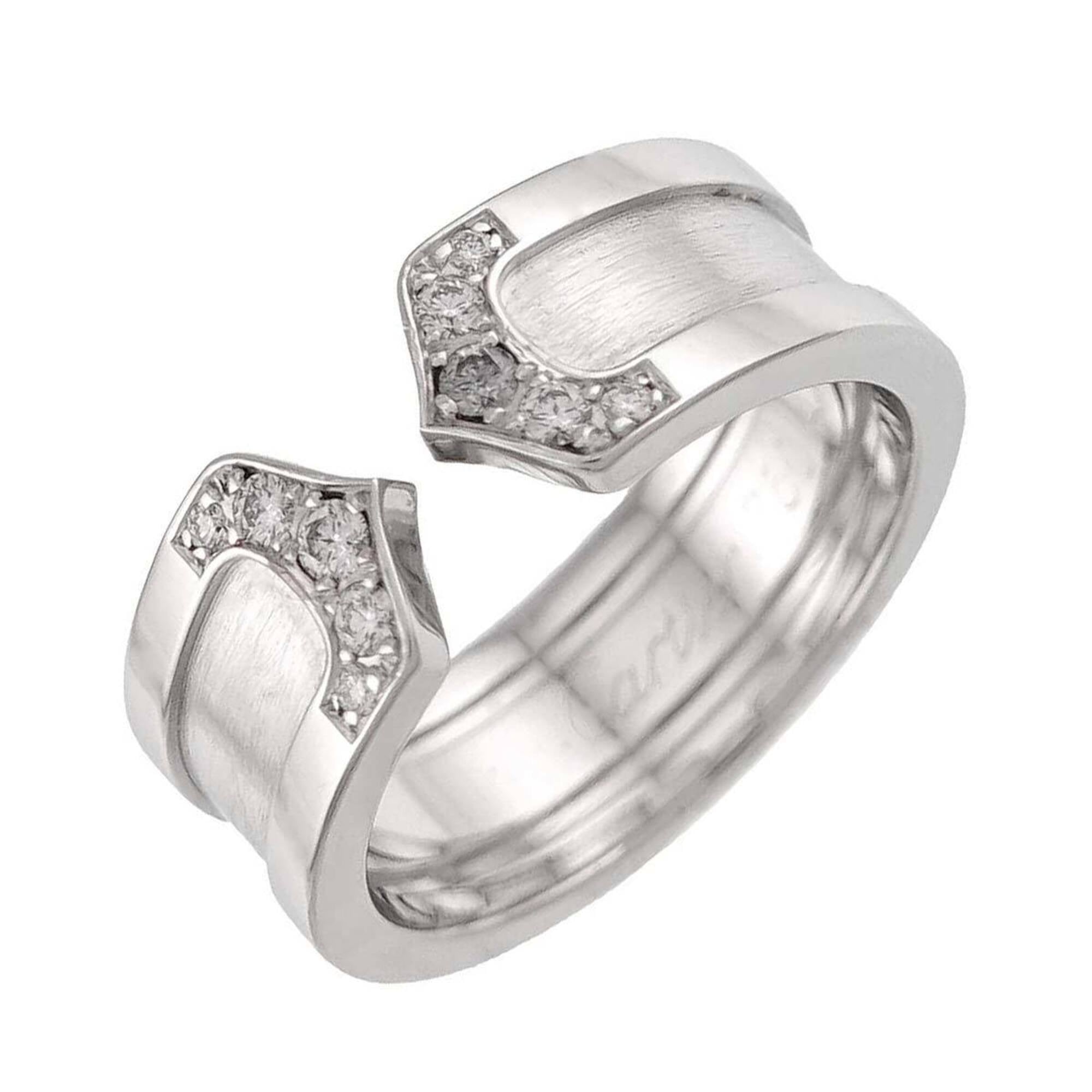 Cartier C2 Small SM #47 Diamond Ring, 18K WG White Gold 750, 2C Ring