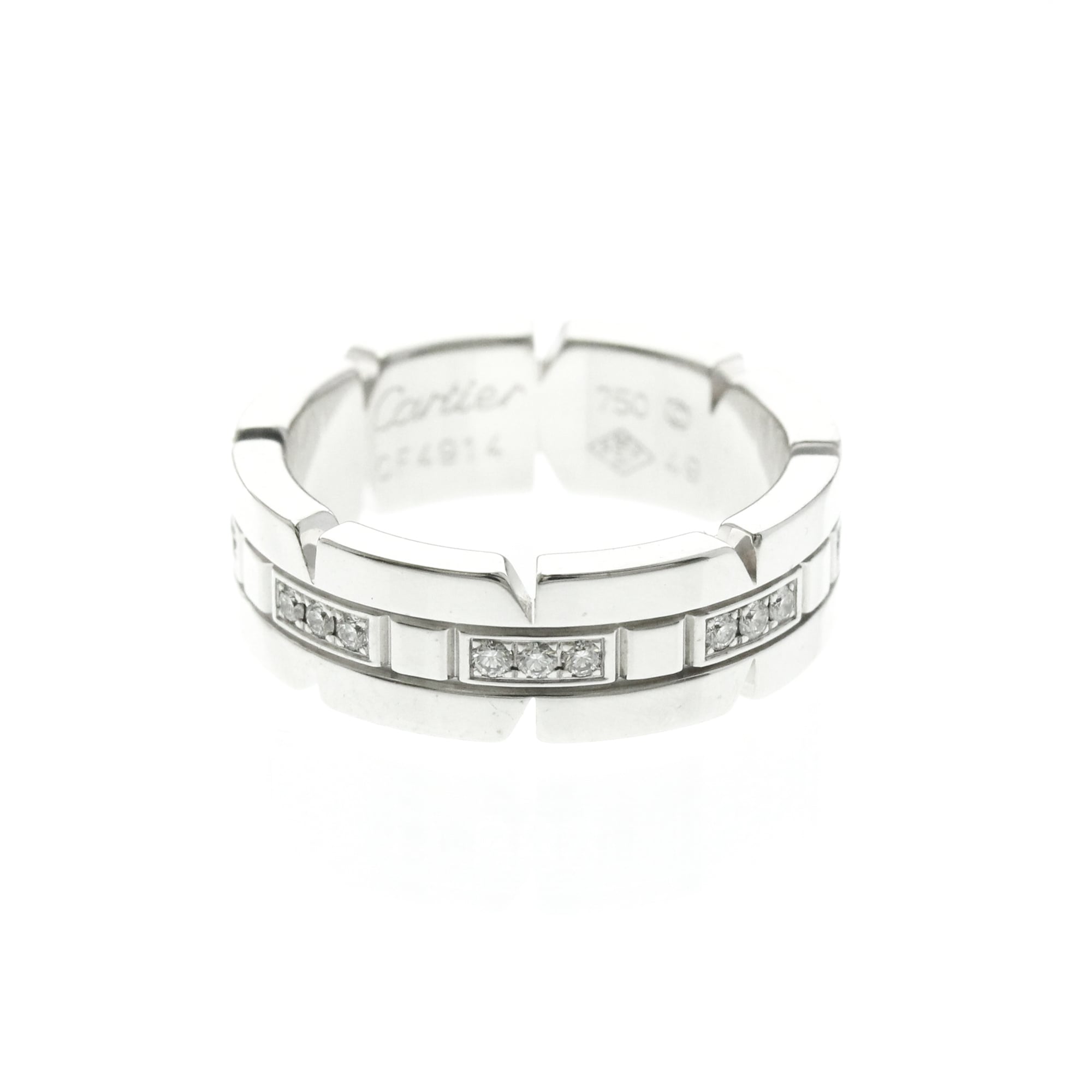 Cartier Tank Franaise Ring With Half Diamonds White Gold (18K) Fashion Diamond Band Ring Silver