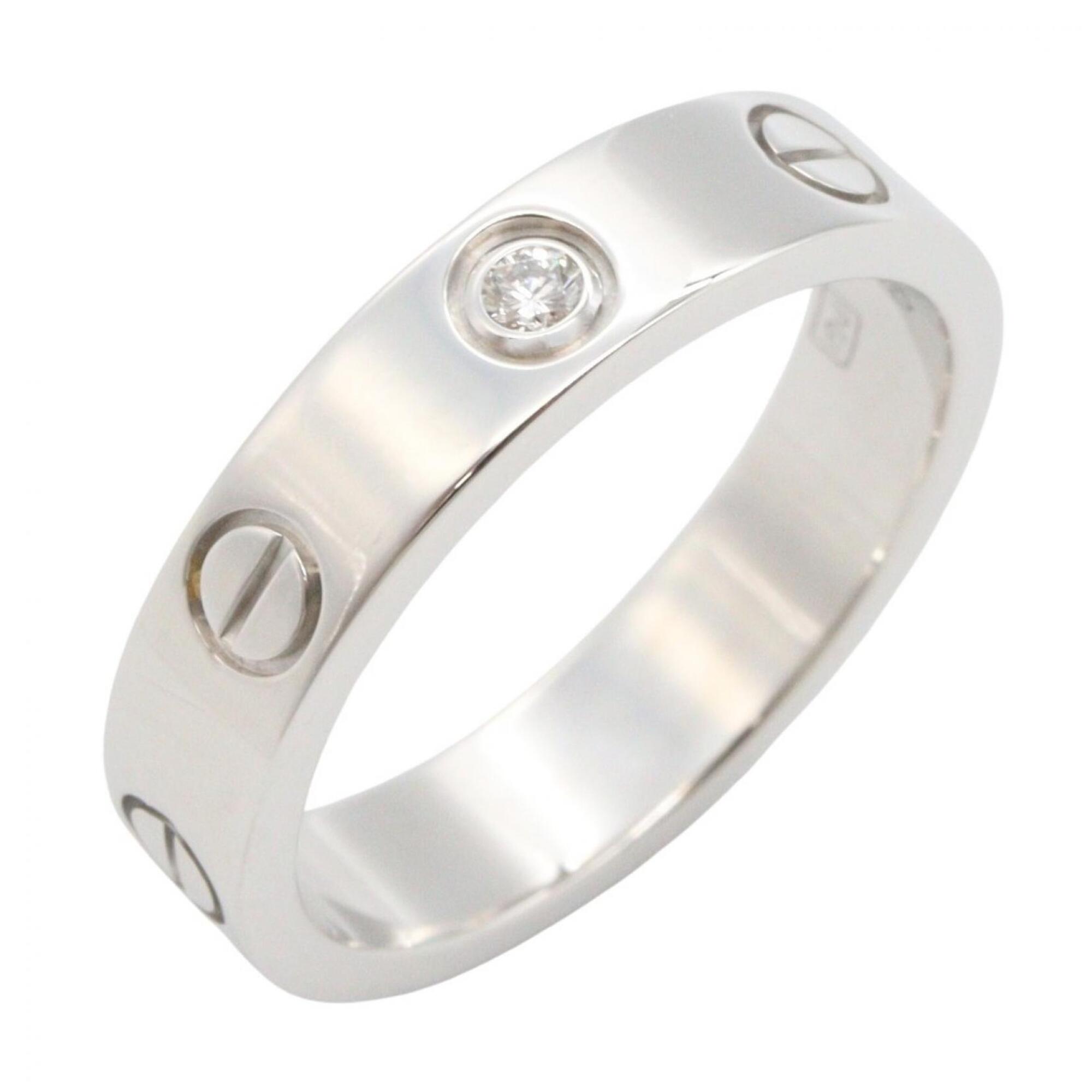 Cartier Mini Love Ring 1PD Ring, Jewelry, 18KWG (White Gold), Diamond, Women\'s, Silver/Clear Tone,