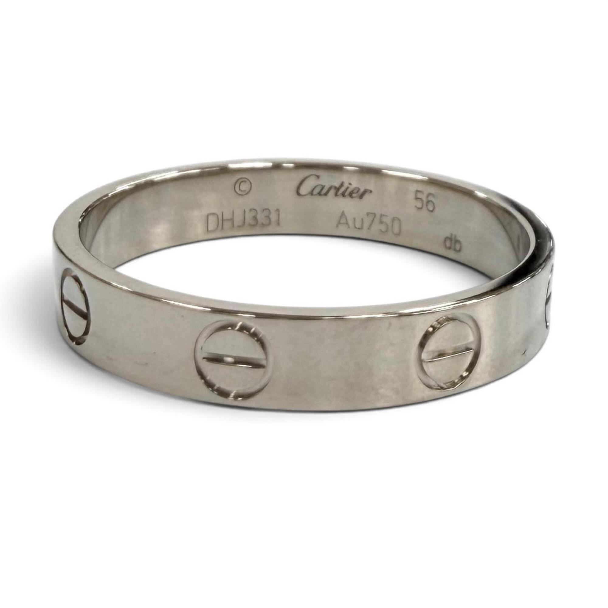 Cartier DHJ331 LOVE Ring Mini 750 (WG) Ring, White Gold, Size 56, Weight 3.58g, Women\'s