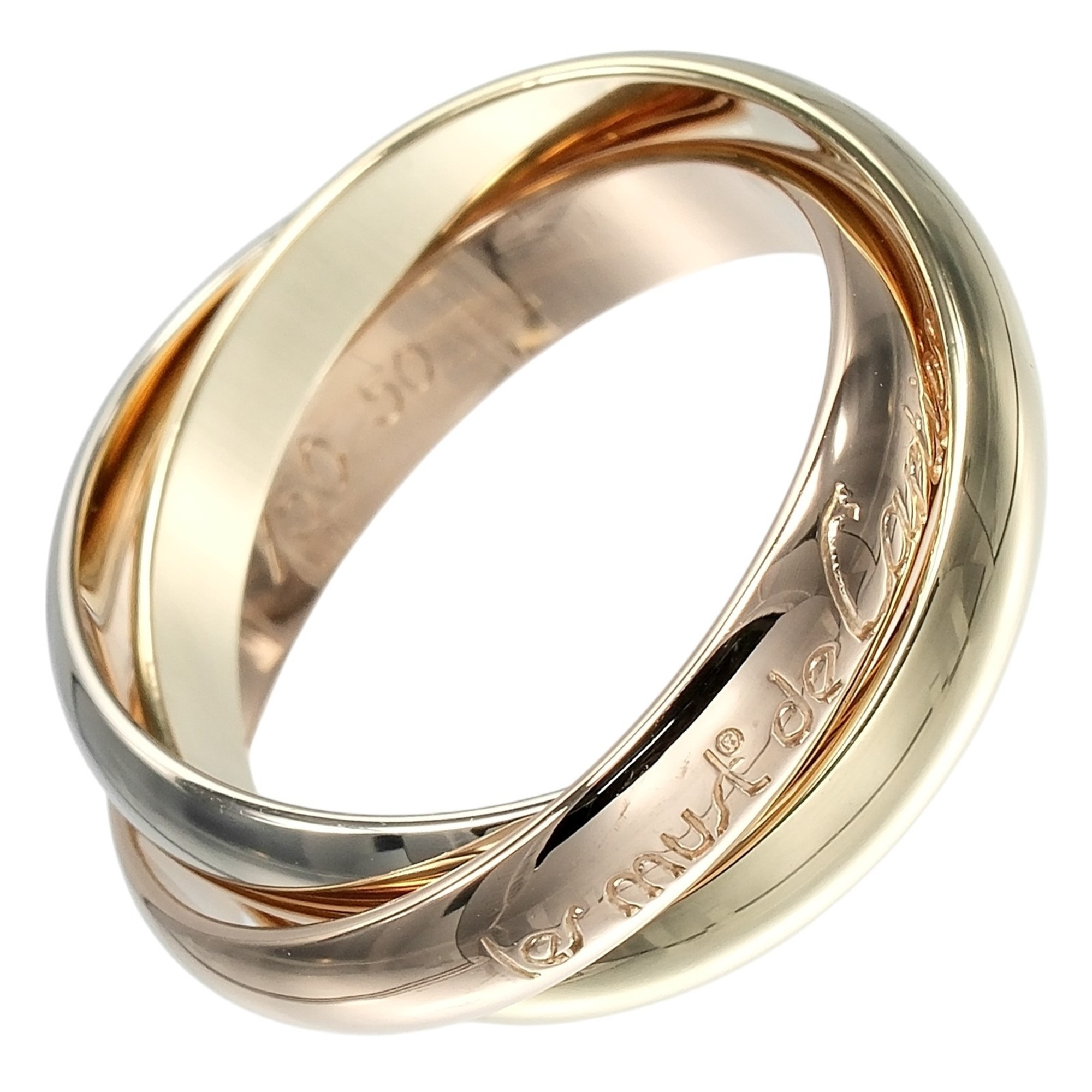 Cartier Trinity Ring, Size 9.5, 3.4mm Band, 18K Gold (YG, PG, WG), Approx. 7.24g