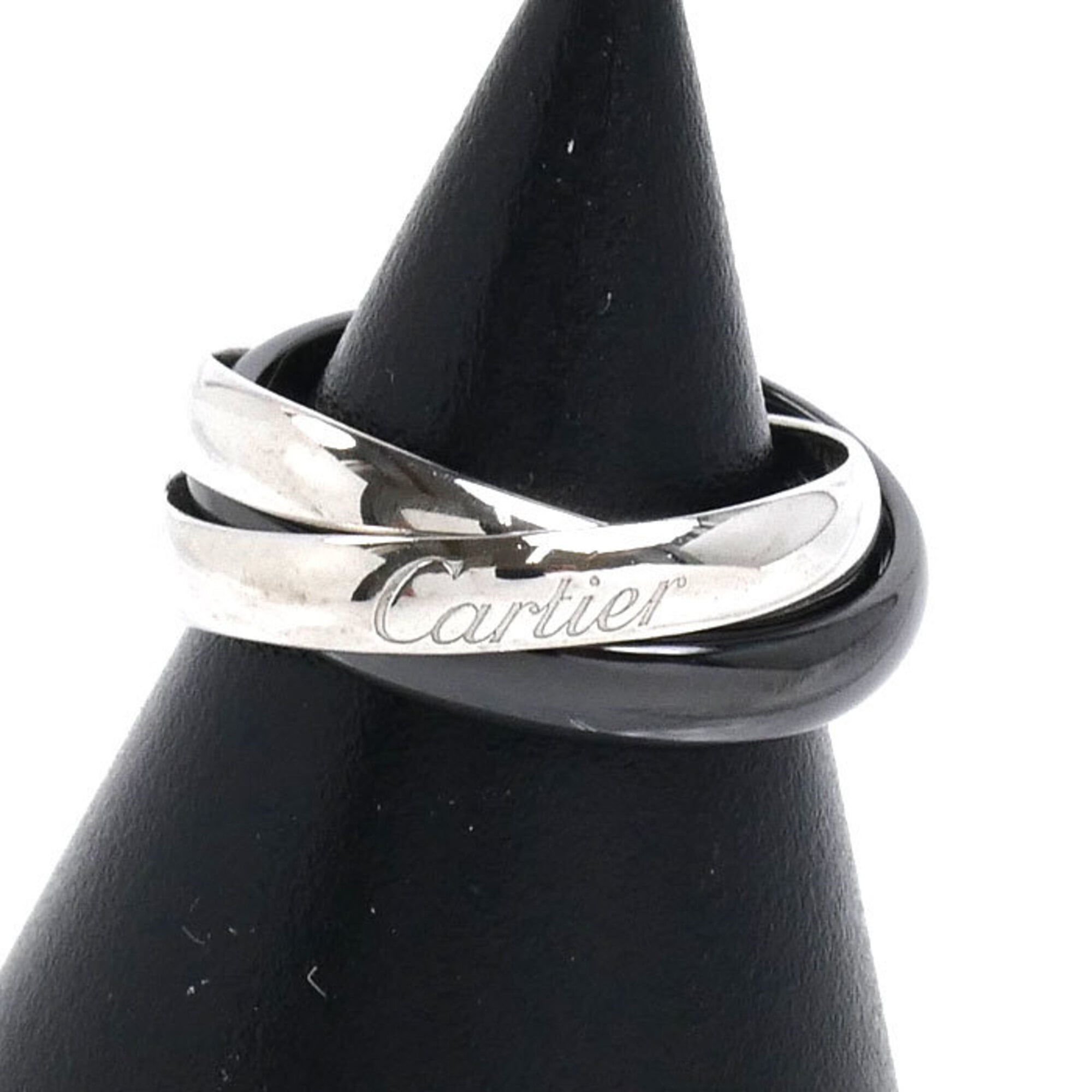 CARTIER Cartier 18KWG White Gold Ceramic Trinity Ring B4234152 52 6.3g Women\'s