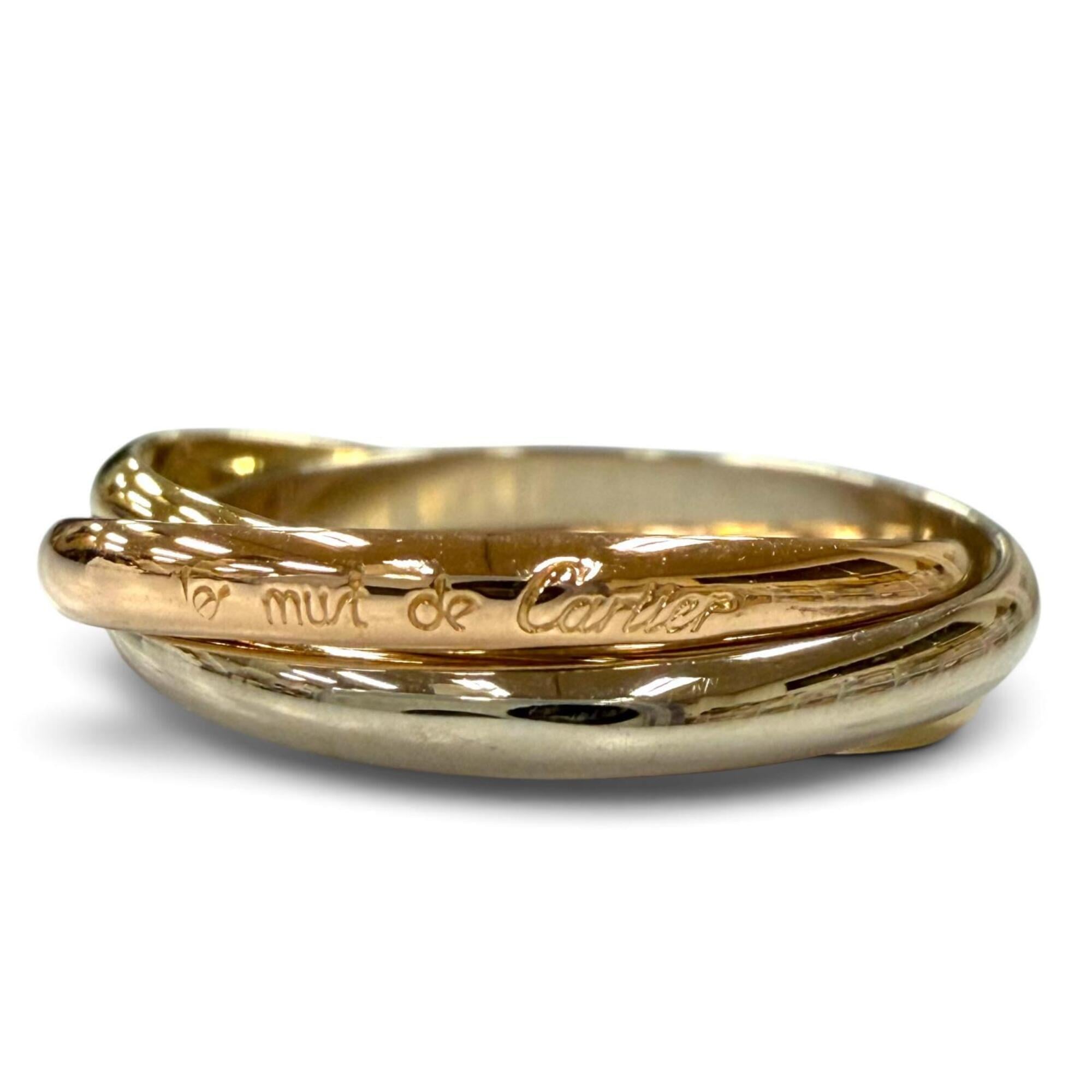 Cartier A5168H Trinity Small 750 (YG PG WG) Ring, Yellow Gold, Pink Silver, Size 51, Weight 3.69g, W