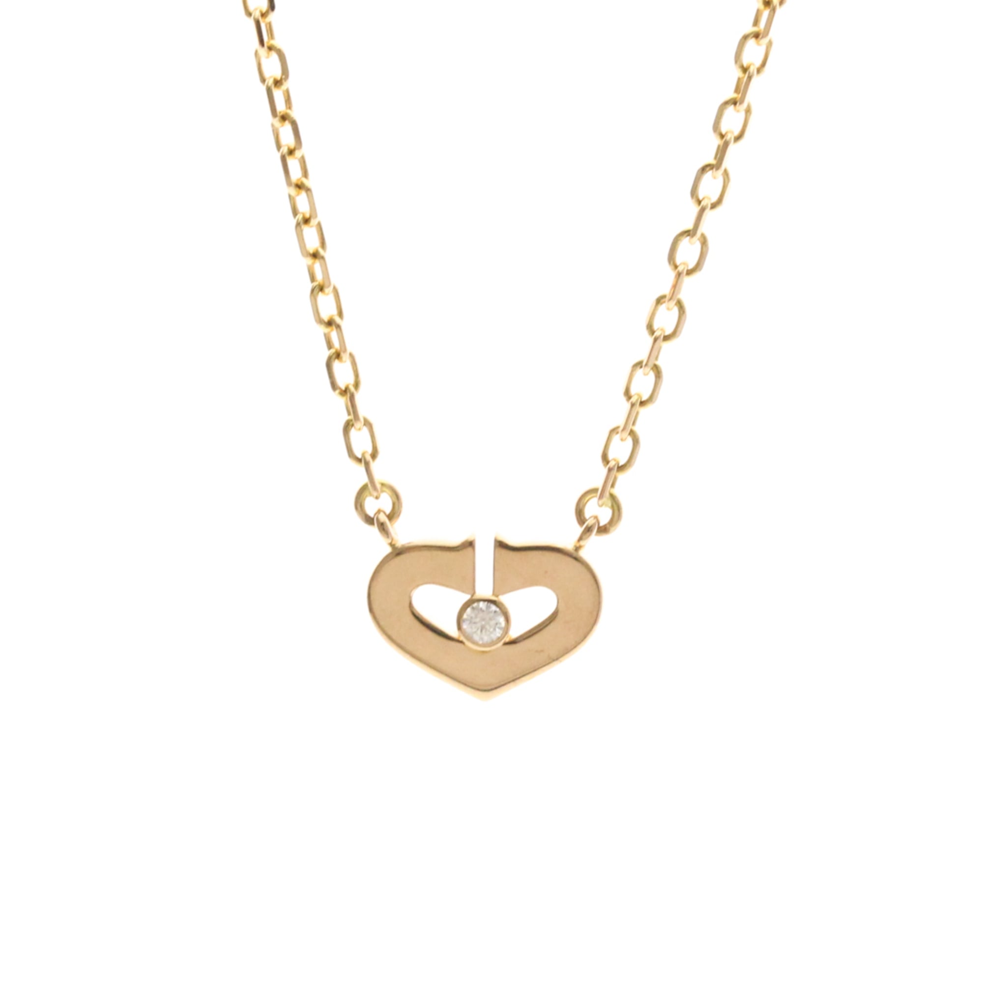 Cartier C Heart 1P Diamond Necklace Pink Gold (18K) Diamond Men,Women Fashion Pendant Necklace (Pink
