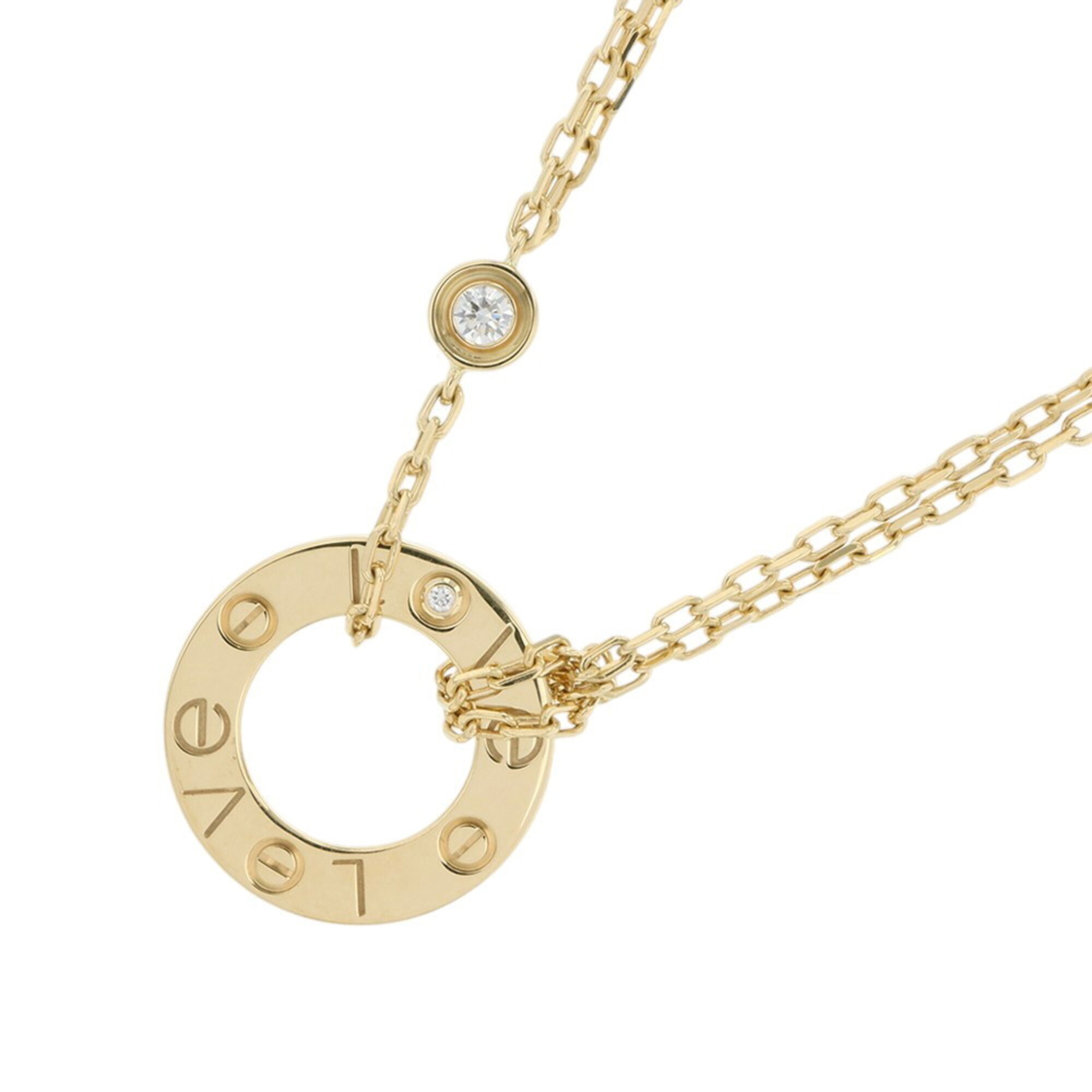 Cartier LOVE Circle Necklace with 2 Diamonds (0.03ct total) in 18K Yellow Gold (B7219500). Collectio