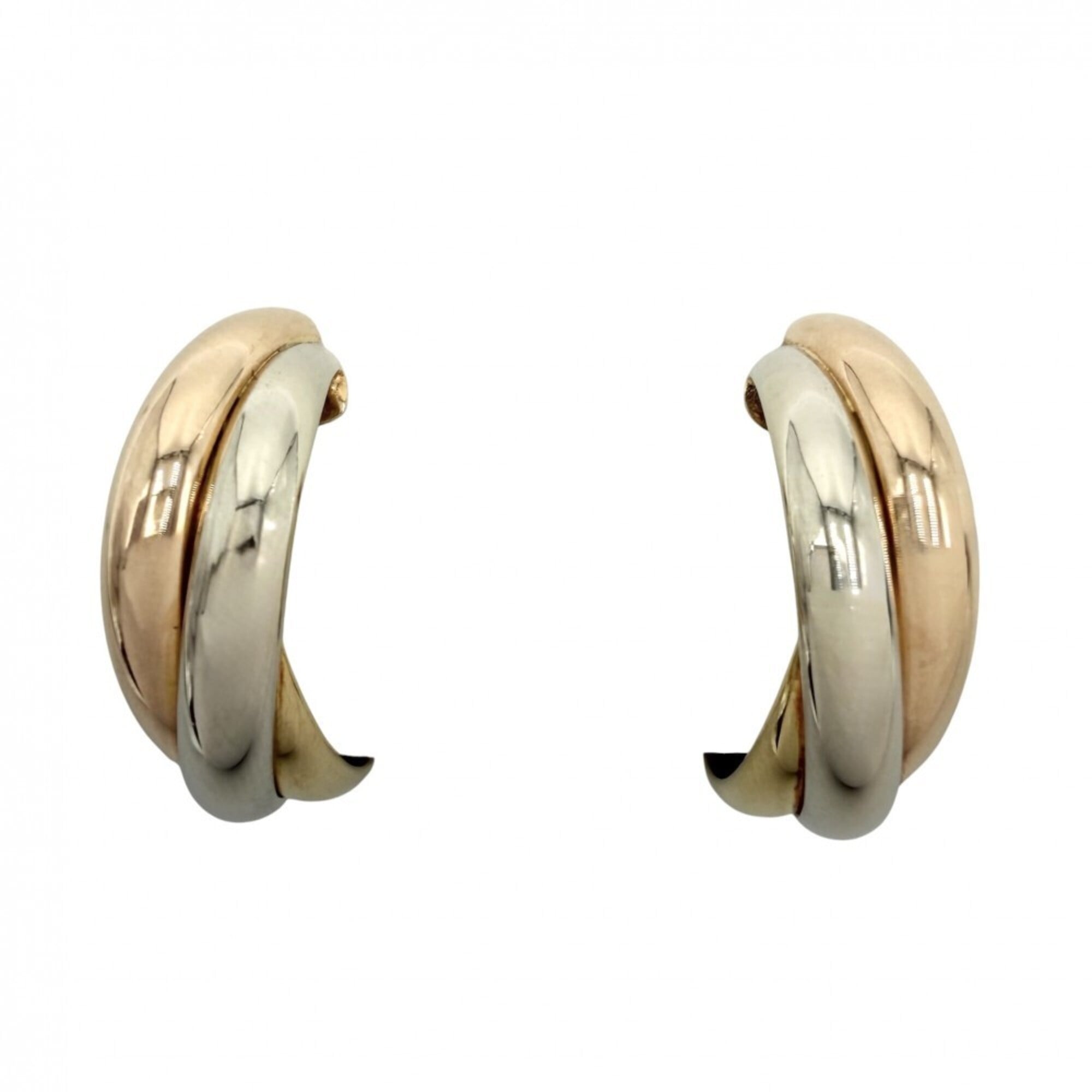 Cartier Trinity Earrings for Women, 18K Yellow Gold, Pink White Gold (Au750), Approx. 13.4g