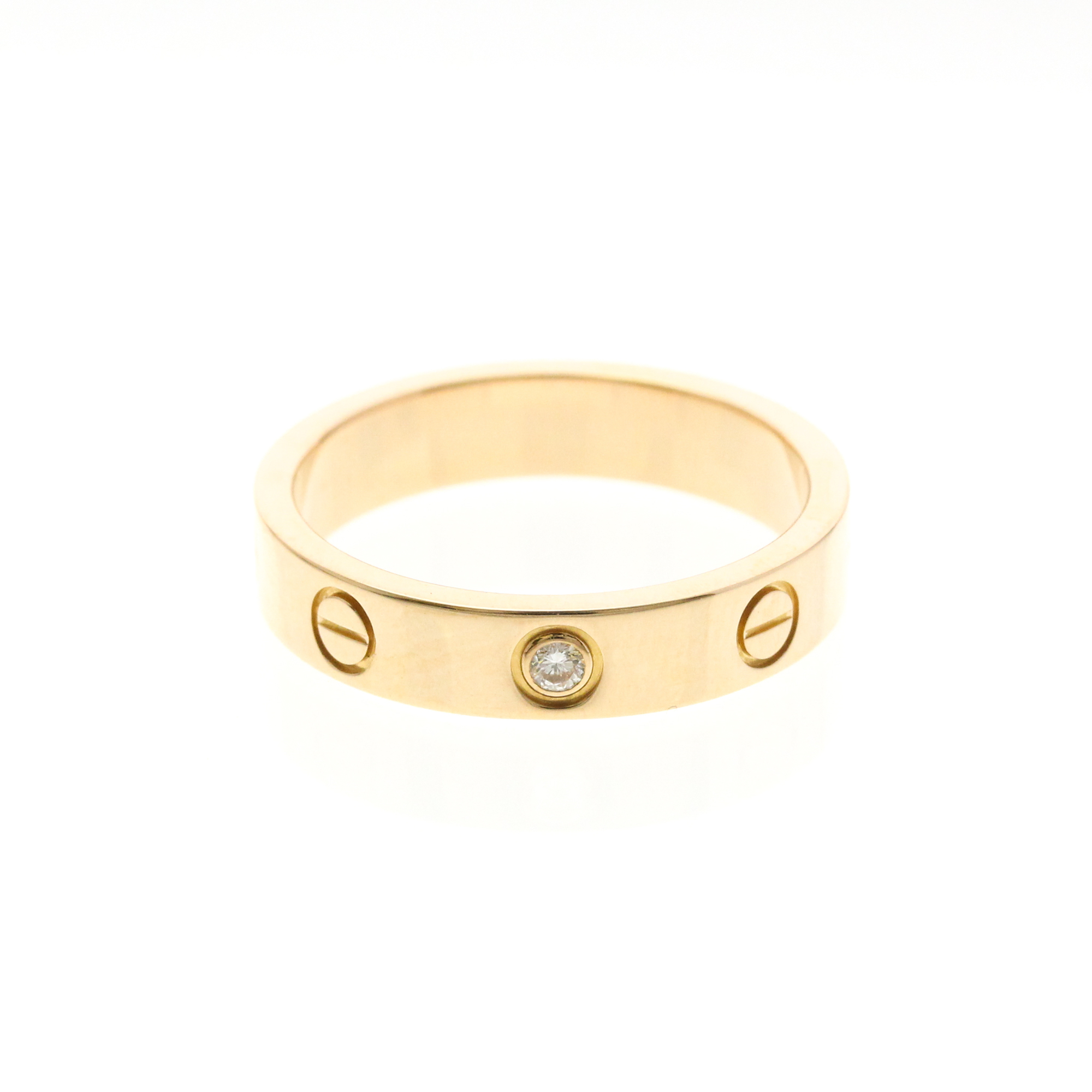 Cartier Mini Love Ring With 1 Diamond Pink Gold (18K) Fashion Diamond Band Ring Pink Gold