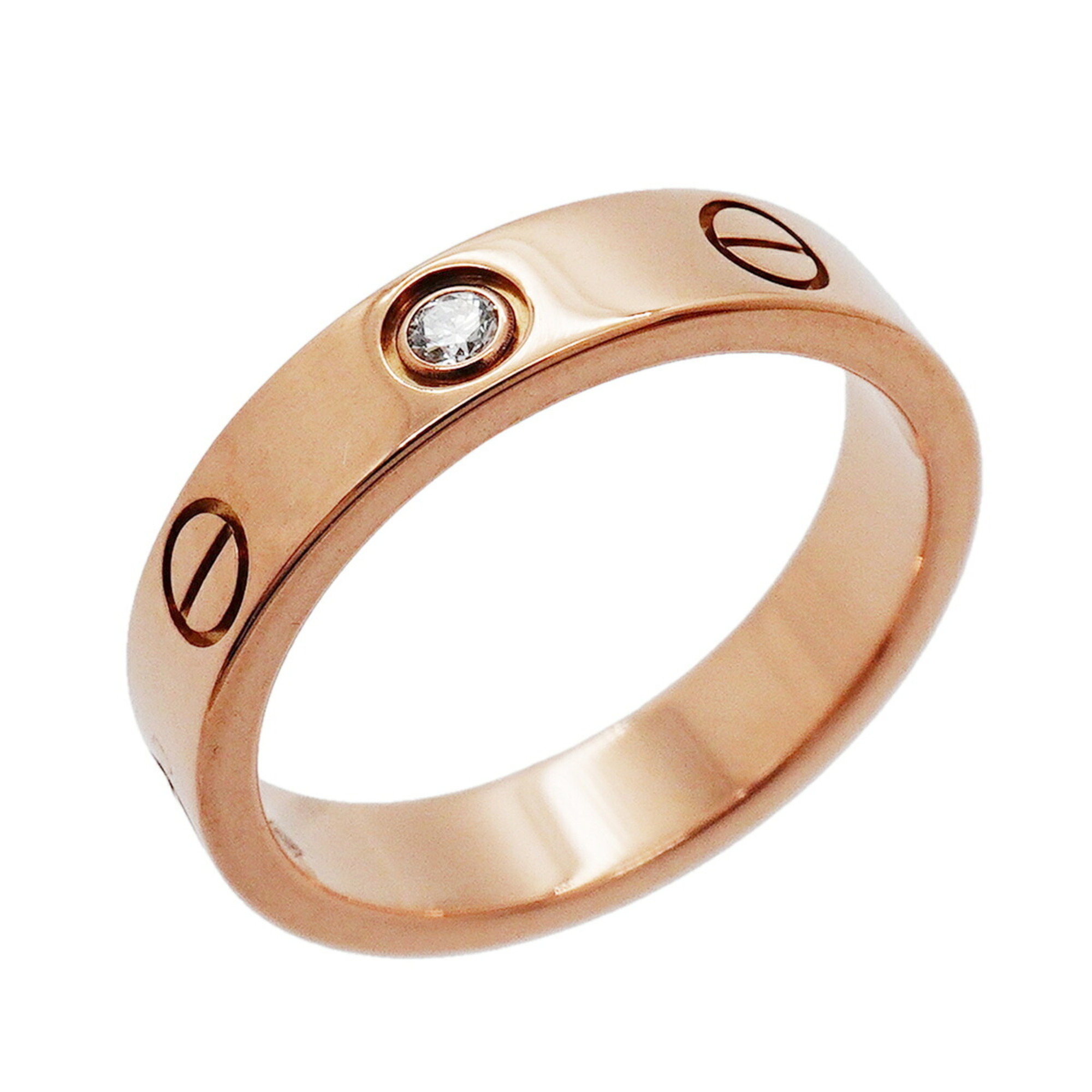 Cartier Mini Love Ring, 1PD (18K Pink Gold) with Diamond, Size 48, Women\'s