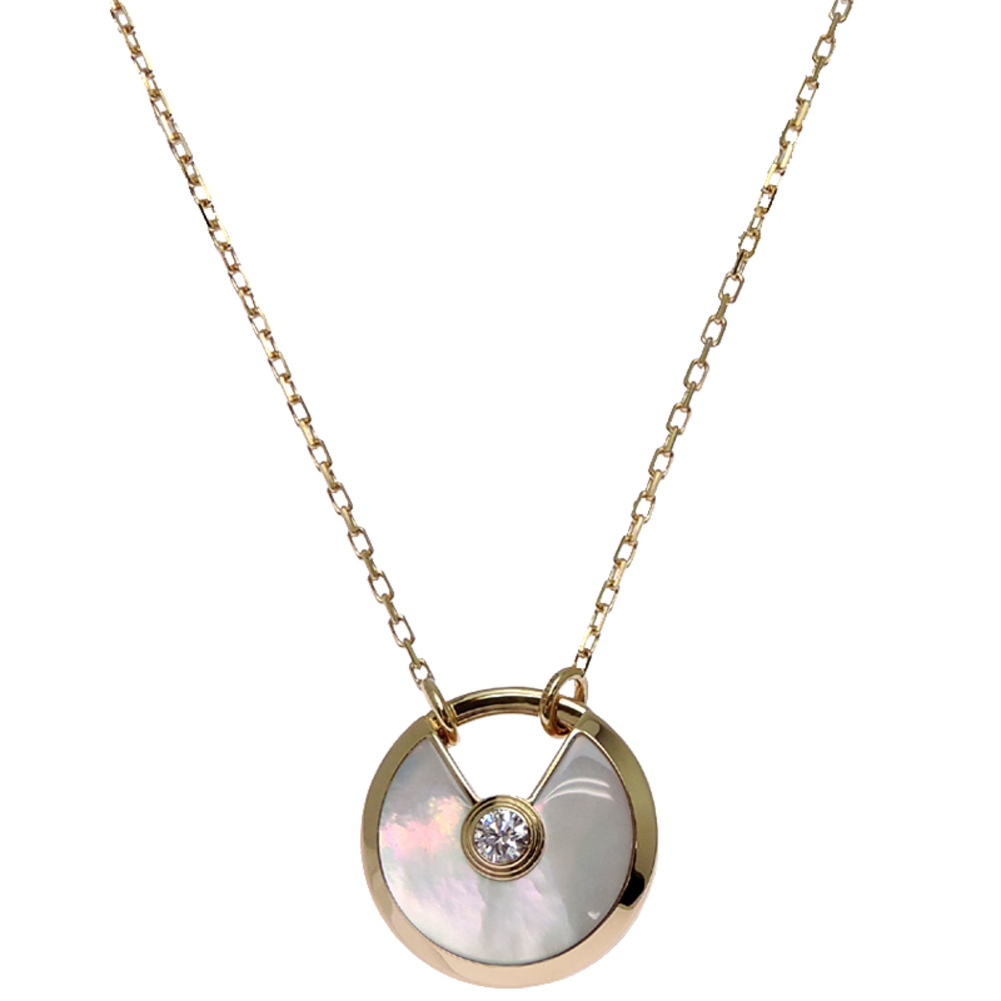 Cartier Amulette Diamond Shell Women\'s Necklace B3047100 Au750 Yellow Gold