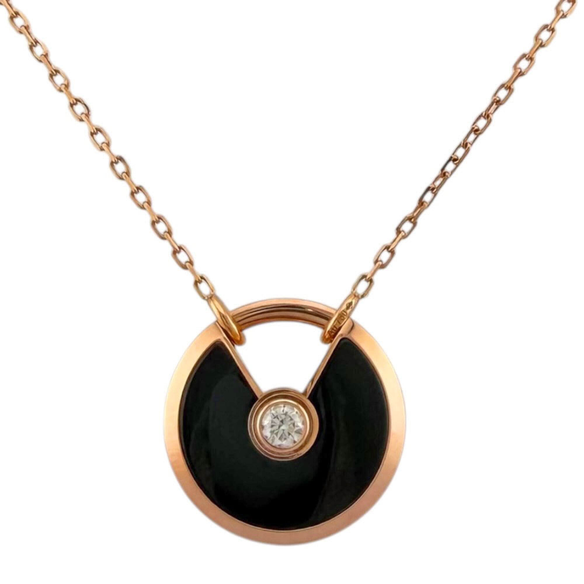 Cartier Amulet Necklace, 18K Pink Gold, Onyx, Diamond, Women\'s, CARTIER