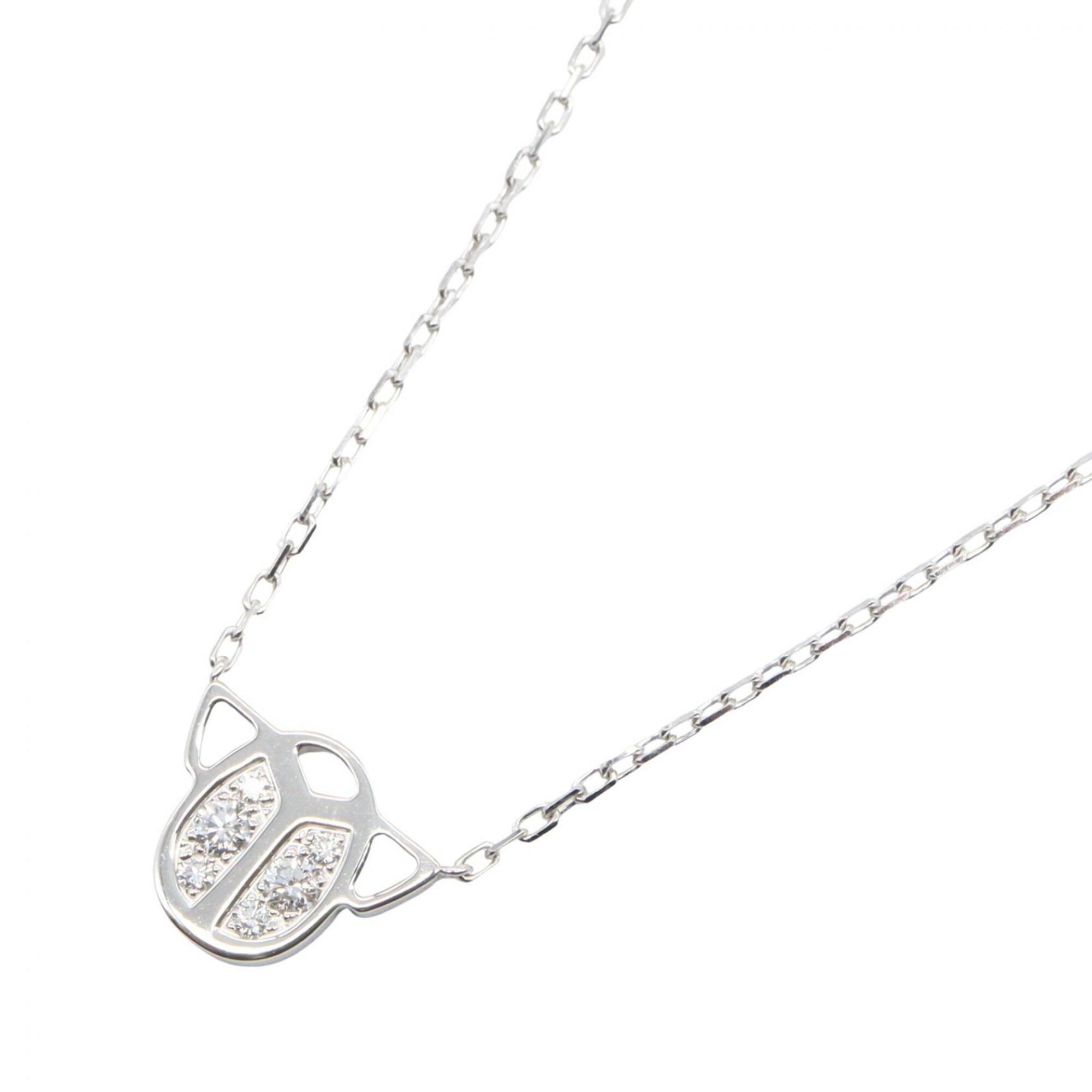 Cartier Scarab Diamond Necklace, 18K White Gold (18KWG), Diamond, Women\'s, Silver Tone, Clear Tone