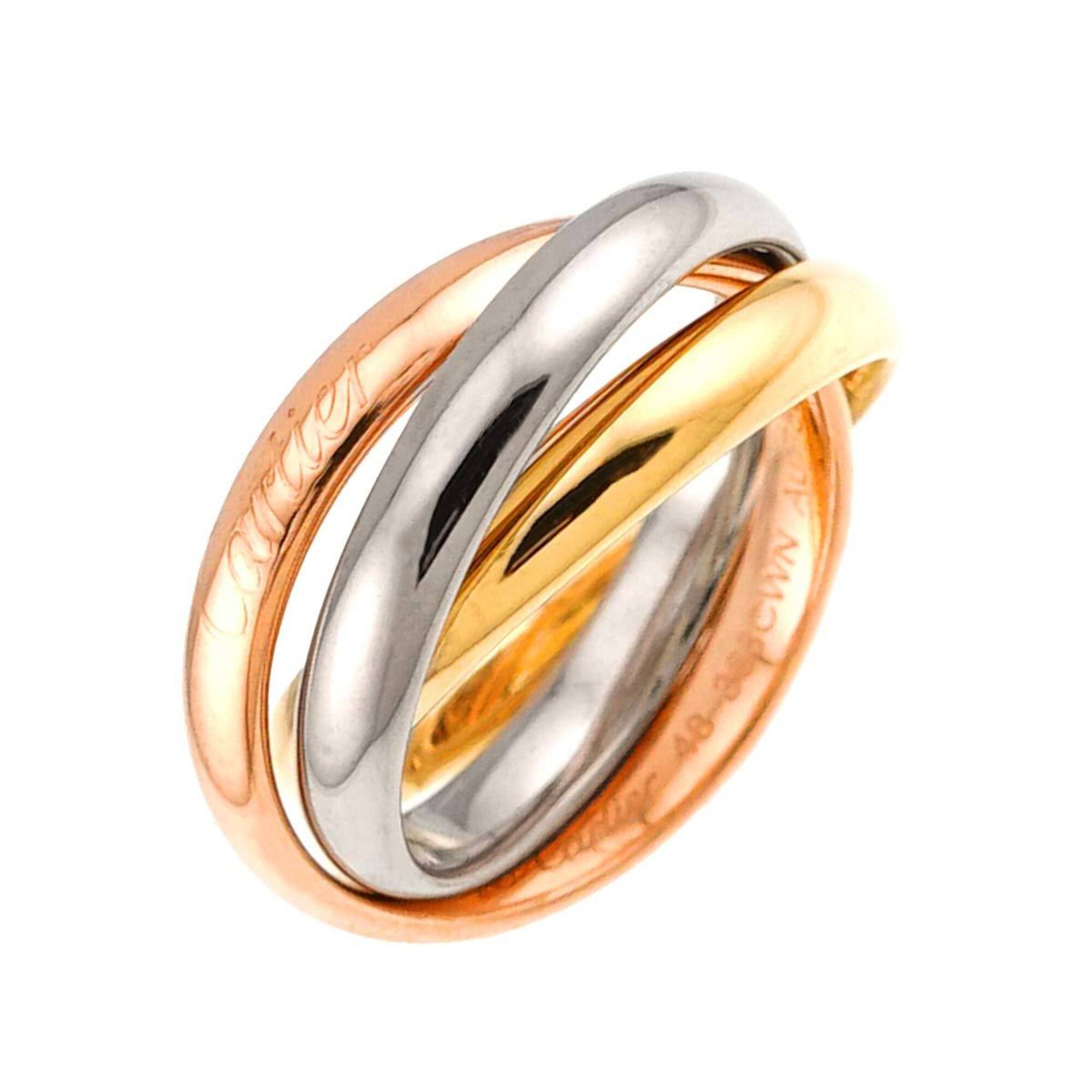 Cartier Trinity Medium MM #48 18K YG WG PG Triple Ring Yellow White Pink Gold 750
