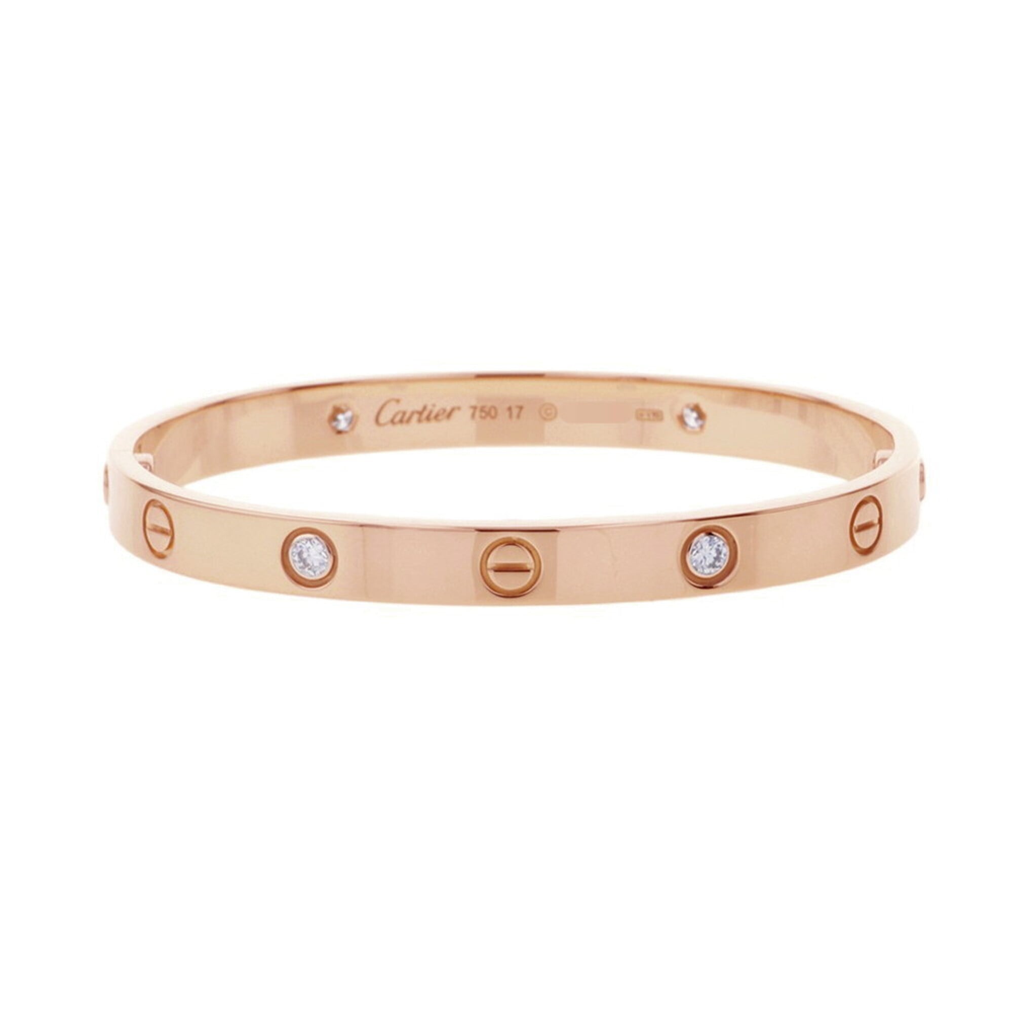 Cartier Love Bracelet Classic Model with 4 Diamonds (approx. 0.42ct total), 18K Pink Gold, Size 17,