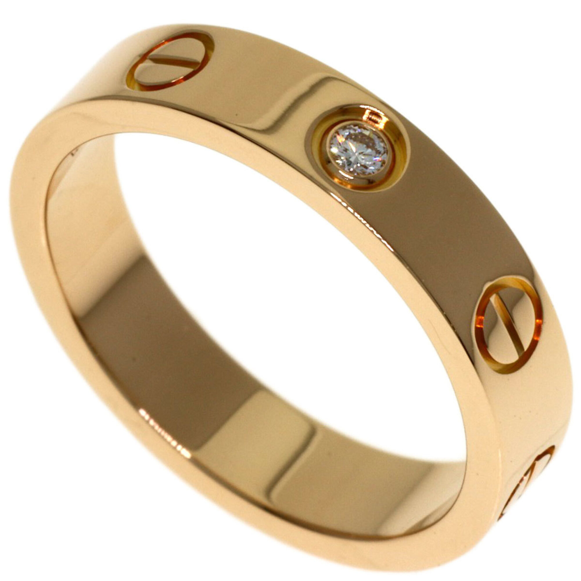 Cartier Mini Love Ring, 1P Diamond, Size 49, 18K Pink Gold, Women\'s CARTIER
