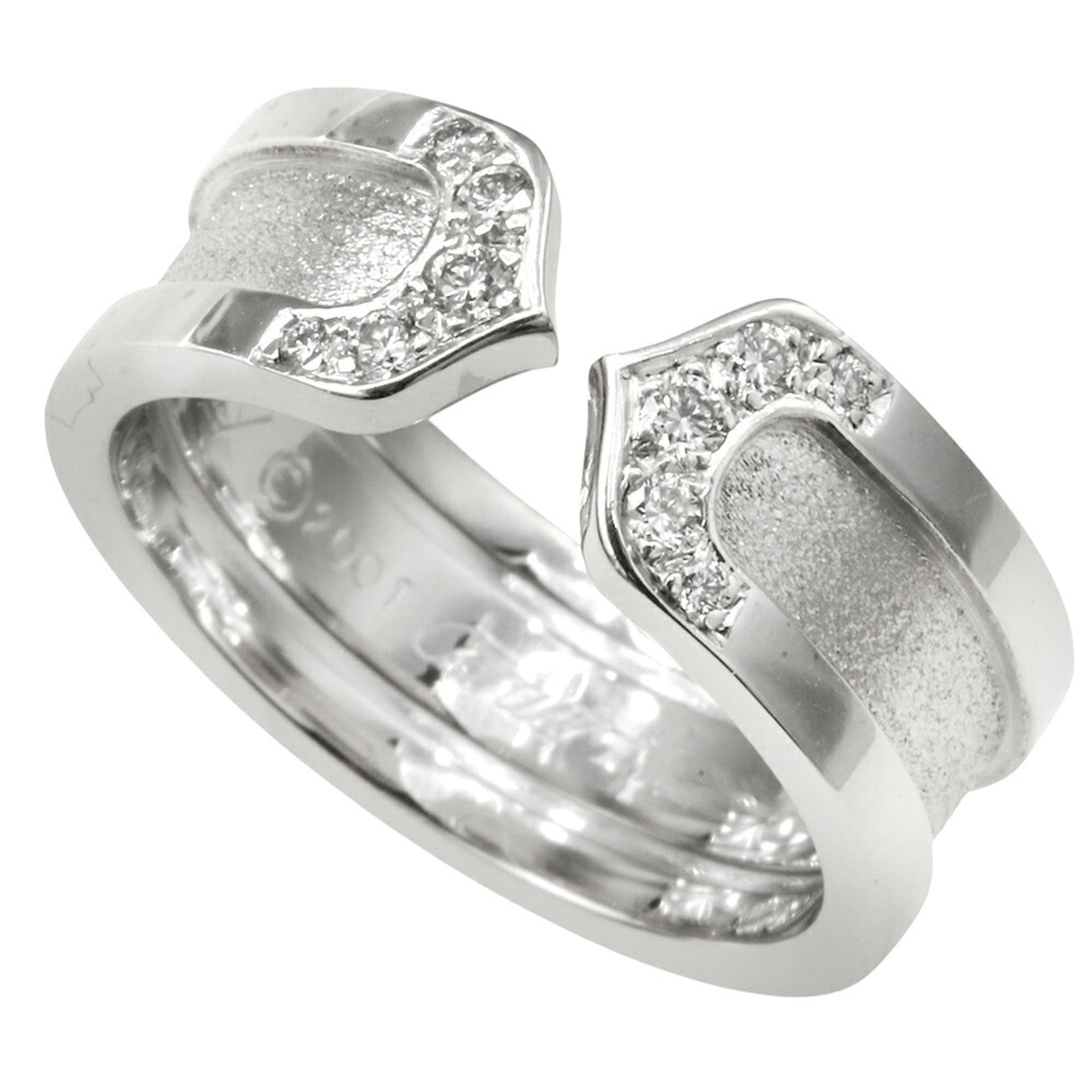 Cartier C2 Ring, 6.9g, 18K White Gold, with small diamonds, size #48 (approx. US 8.5)