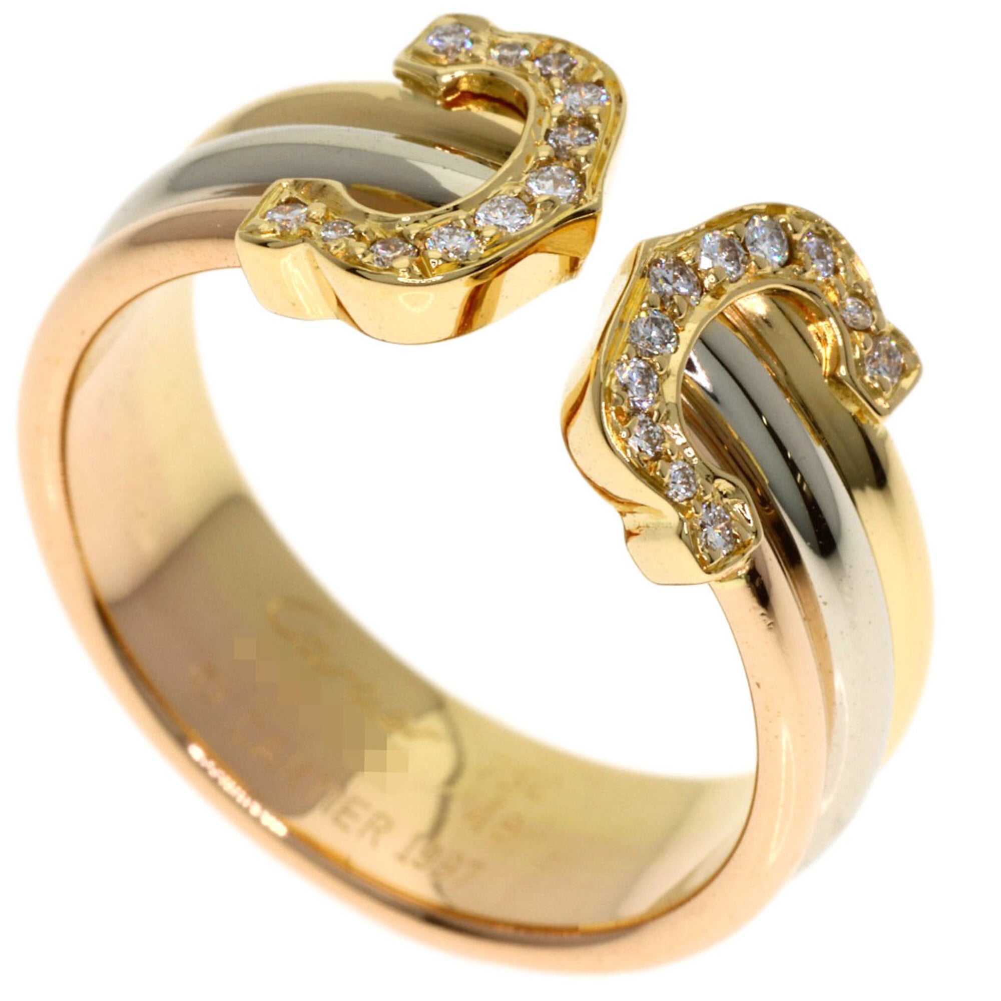 Cartier 2C SM Diamond Ring #48, 18K Yellow Gold/18K White Pink Gold, Women\'s.