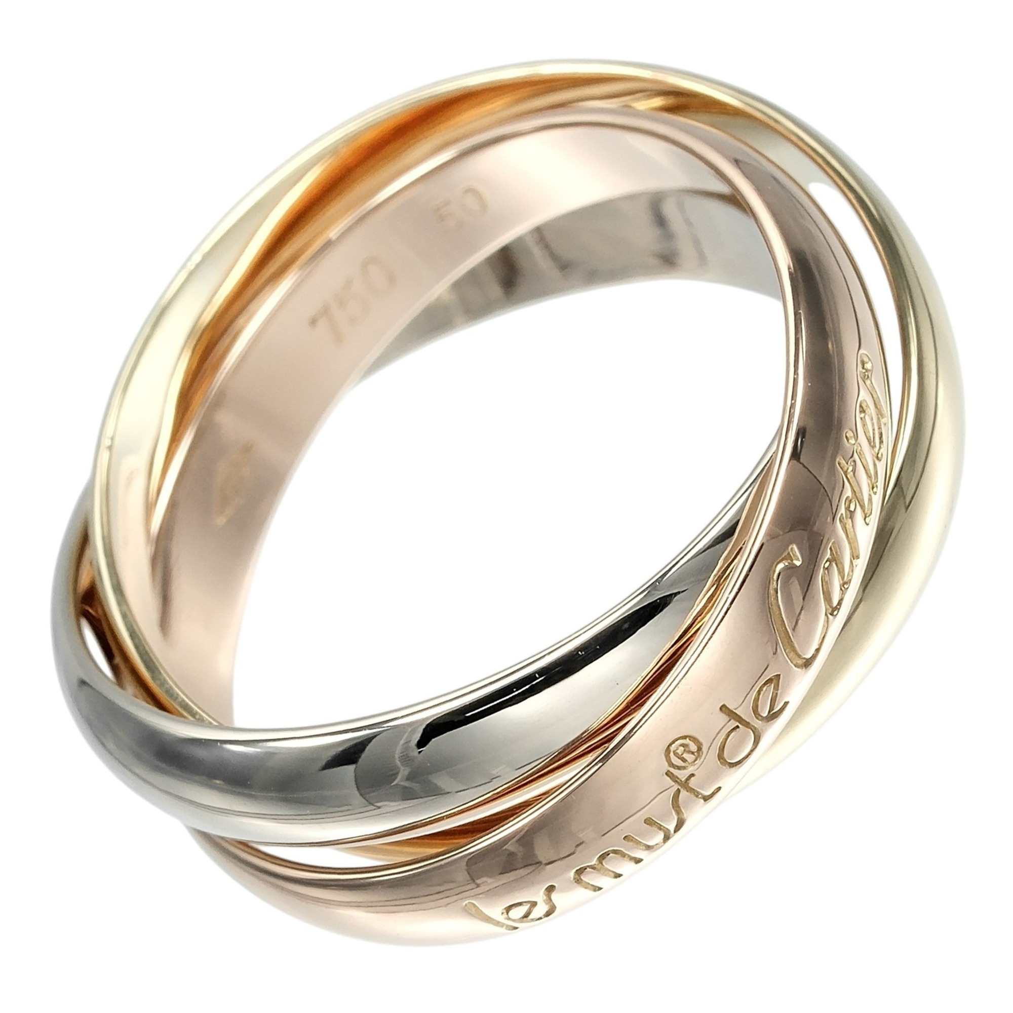 Cartier Trinity Ring, Size 10, 3.4mm, 18K Gold (YG, PG, WG), Approx. 6.85g