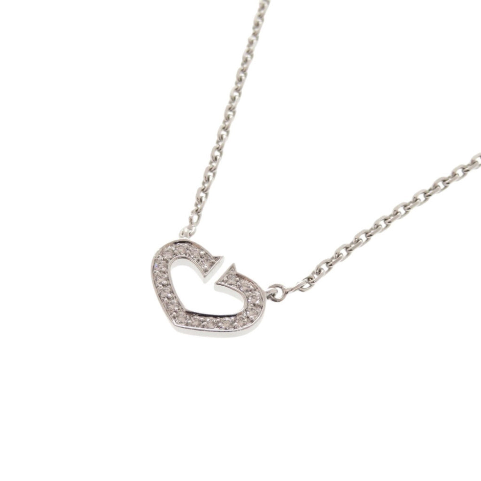 Cartier C Heart 18KWG 750WG Diamond White Gold Necklace Jewelry 0132CARTIER