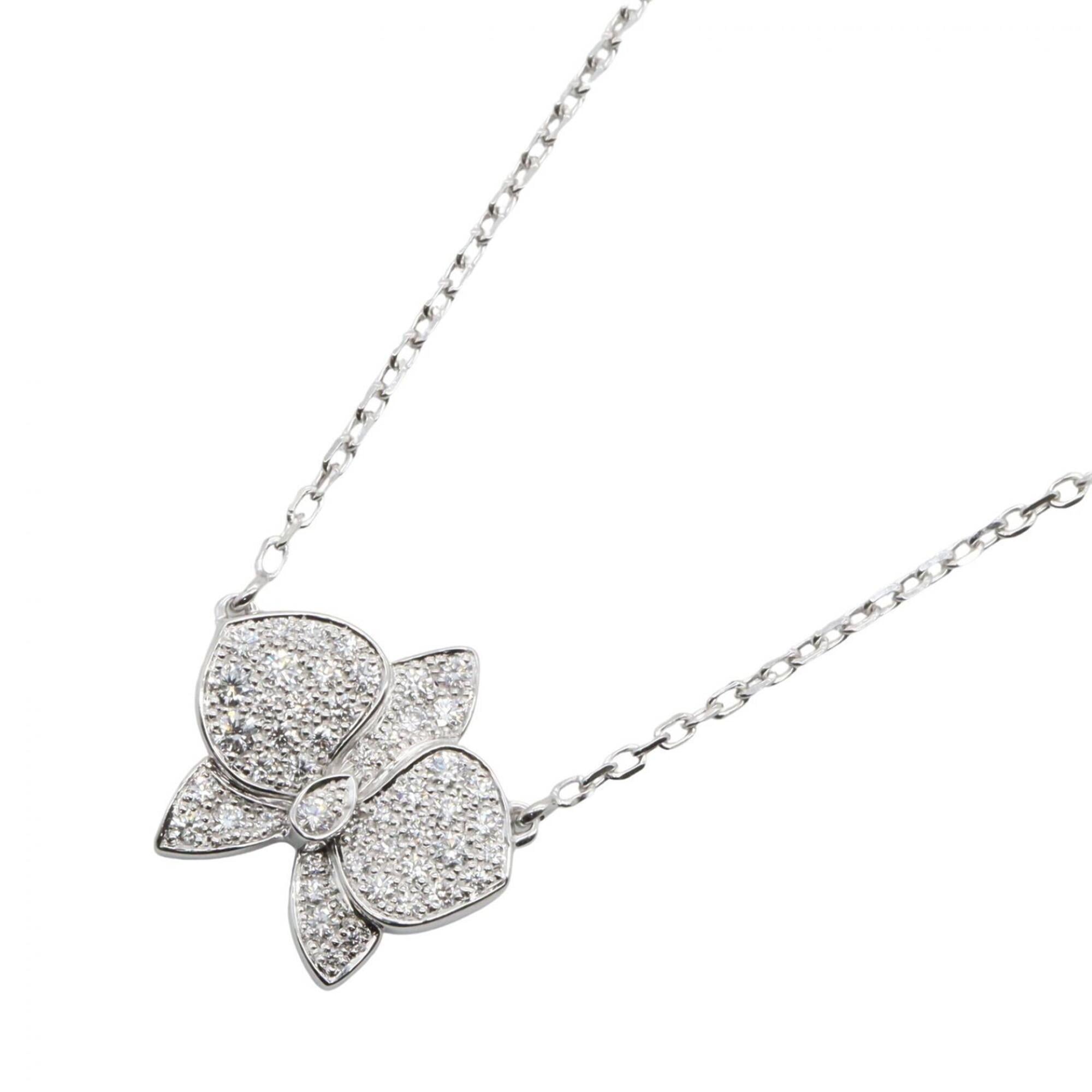 Cartier Caresse d\'OrchidŽes Diamond Necklace, 18K White Gold (WG), Diamond, Women\'s, Silver Tone,