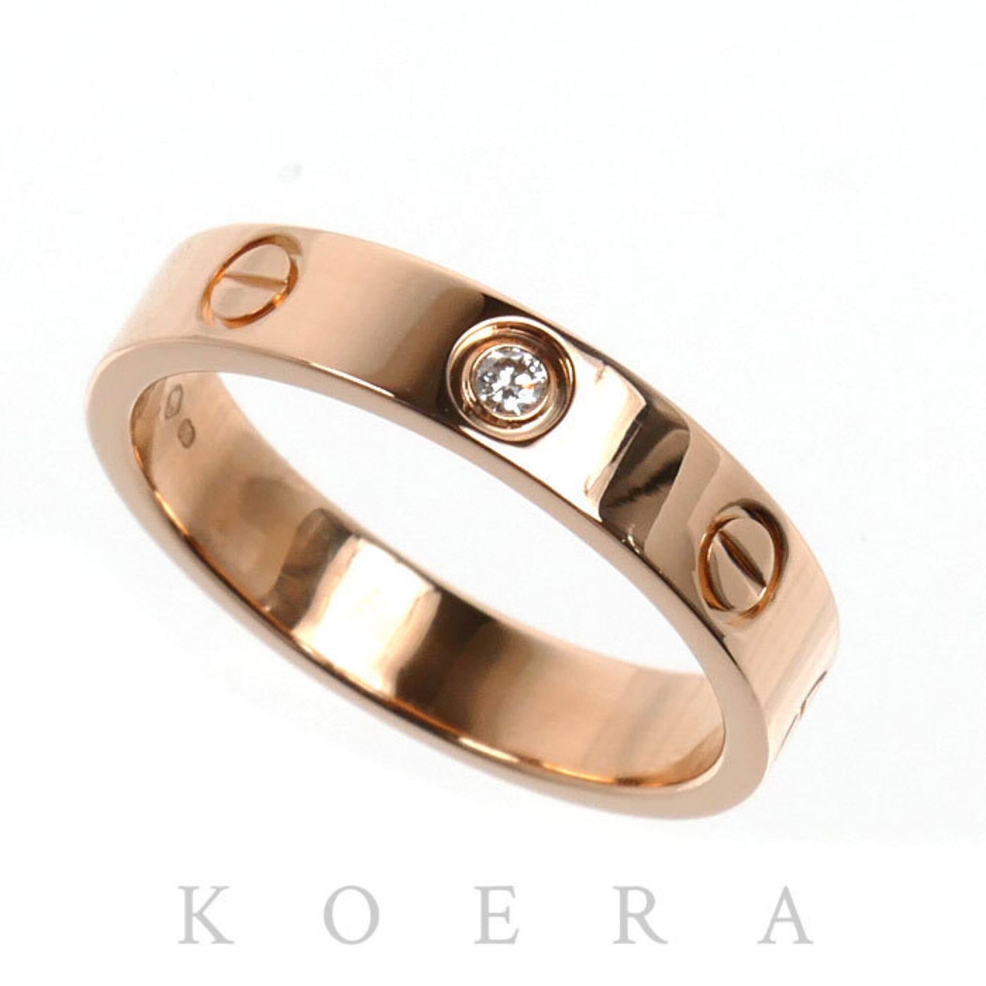 CARTIER Cartier 18KPG Pink Gold Mini Love 1P Diamond Ring B4050752 52 4.3g Women\'s