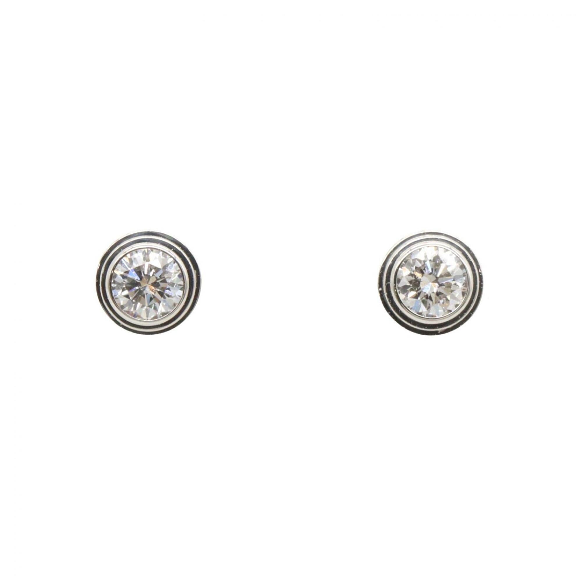 Cartier d\'Amour Earrings, SM size, 18K White Gold (18KWG), Diamond, Women\'s, Silver/Clear Tone, B8