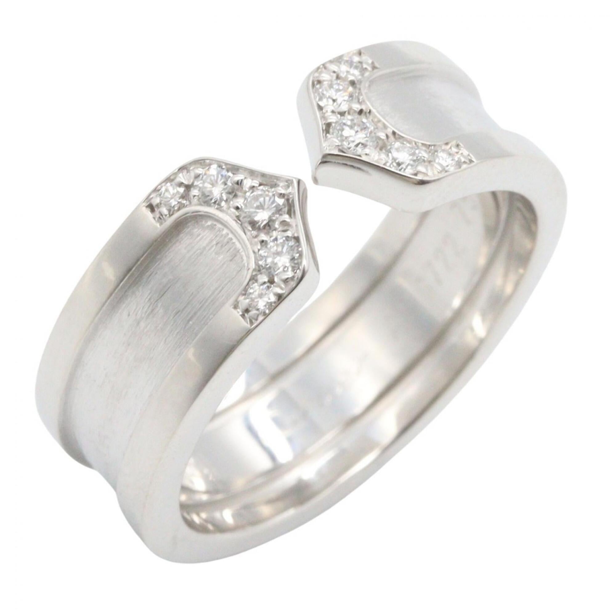 Cartier C2 Diamond Ring - 18K White Gold (18KWG) Women\'s Silver/Clear Tone