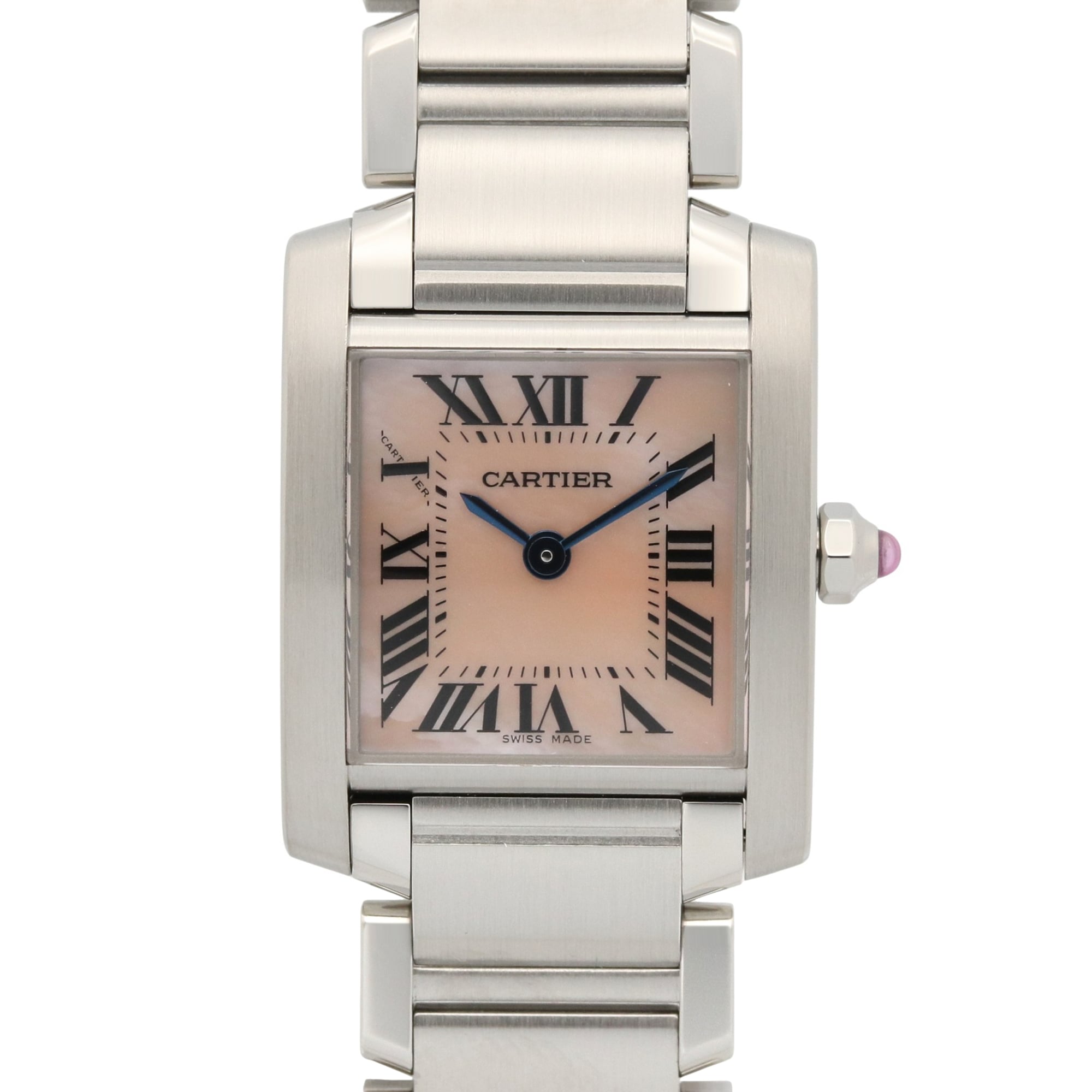 Cartier Tank Franaise SM Watch, Stainless Steel, Ladies, Pink/Pink Shell, W51028Q3