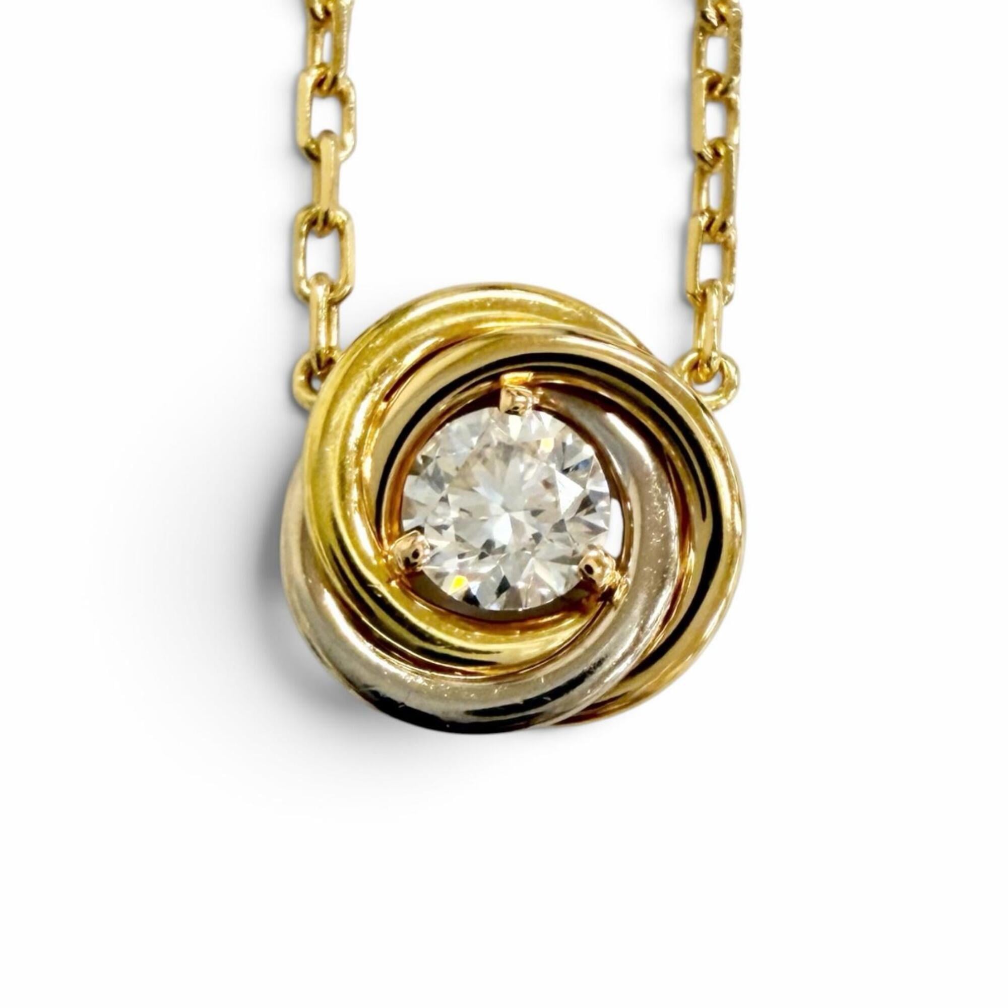 Cartier AYR322 Trinity de Diamond Necklace 0.18ct 750 YG PG Yellow Gold Pink White Weight 2.9g Women