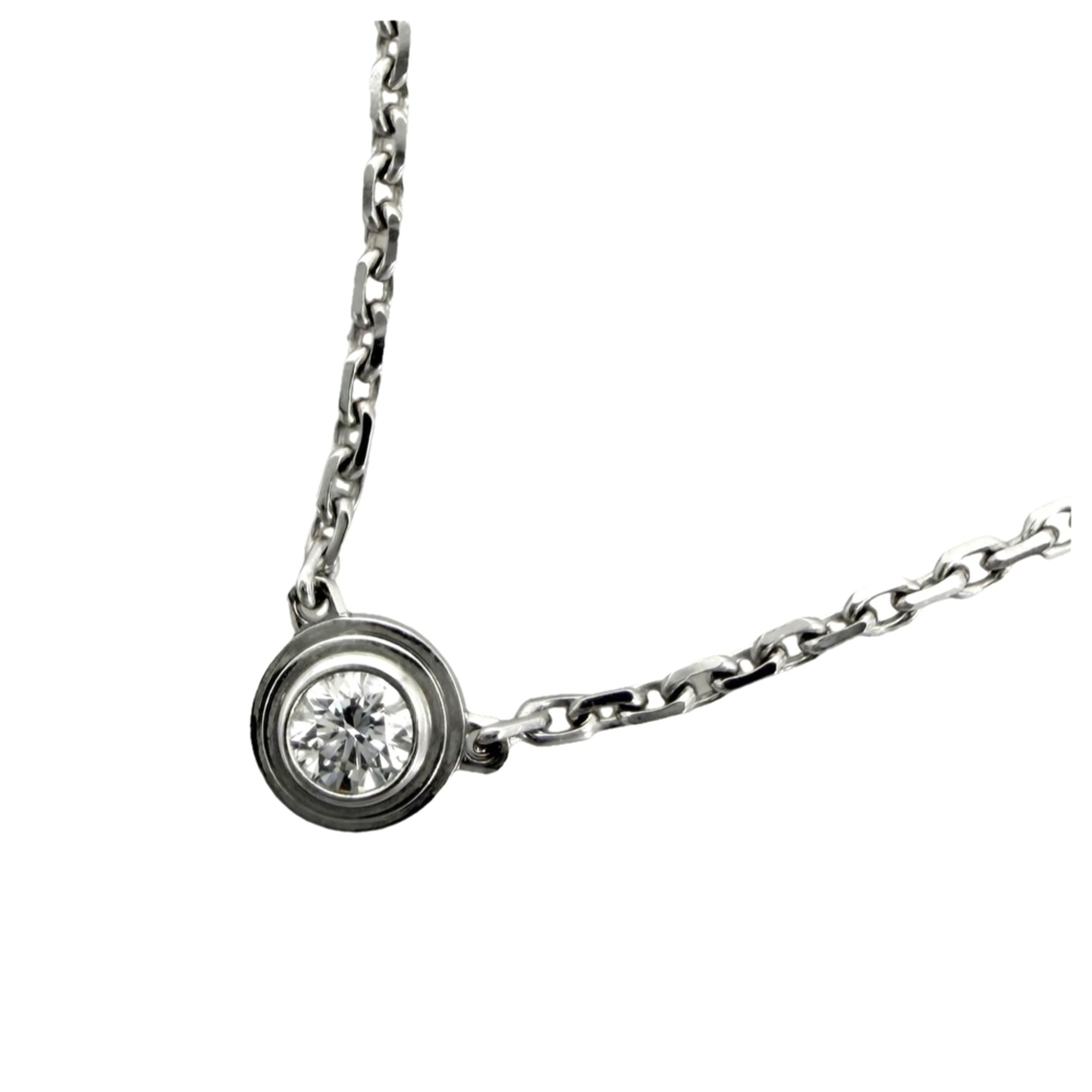 Cartier Damour XS Necklace for Women, Single Diamond, Adjustable, Au750 18K White Gold, Approx. 2.4g
