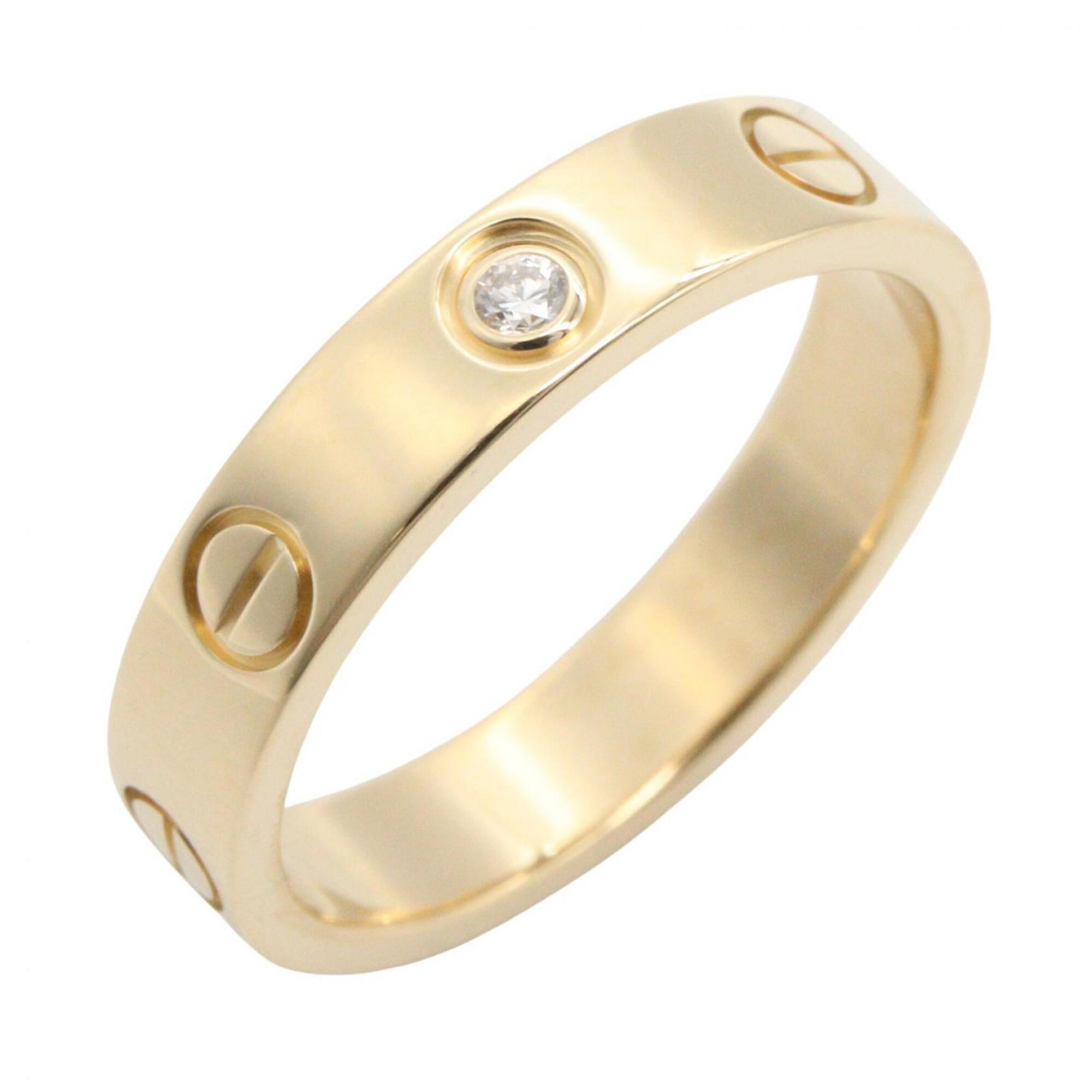 Cartier Mini Love Ring 1PD Ring, 18K (Yellow Gold) Diamond, Women\'s, Gold Tone, Clear B405100