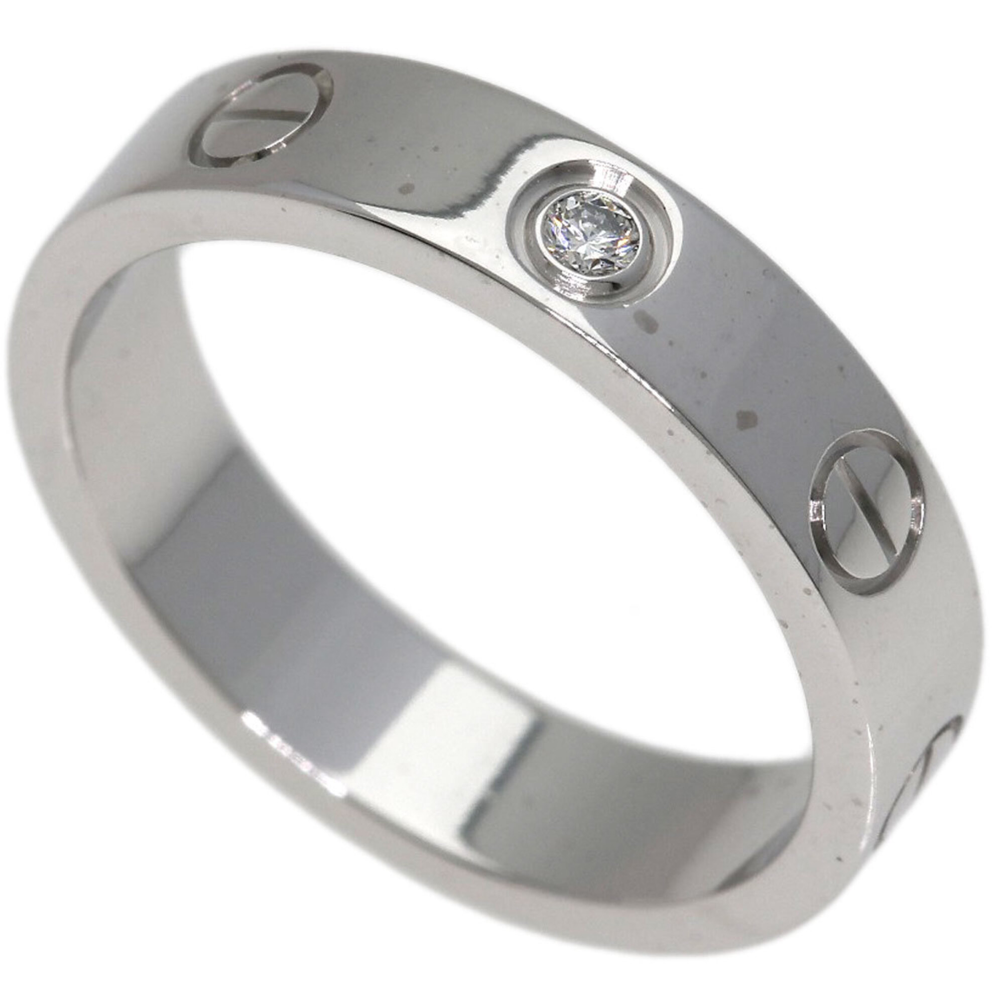 Cartier Mini Love Ring, 1P Diamond, Size 49, 18K White Gold, Women\'s Ring.