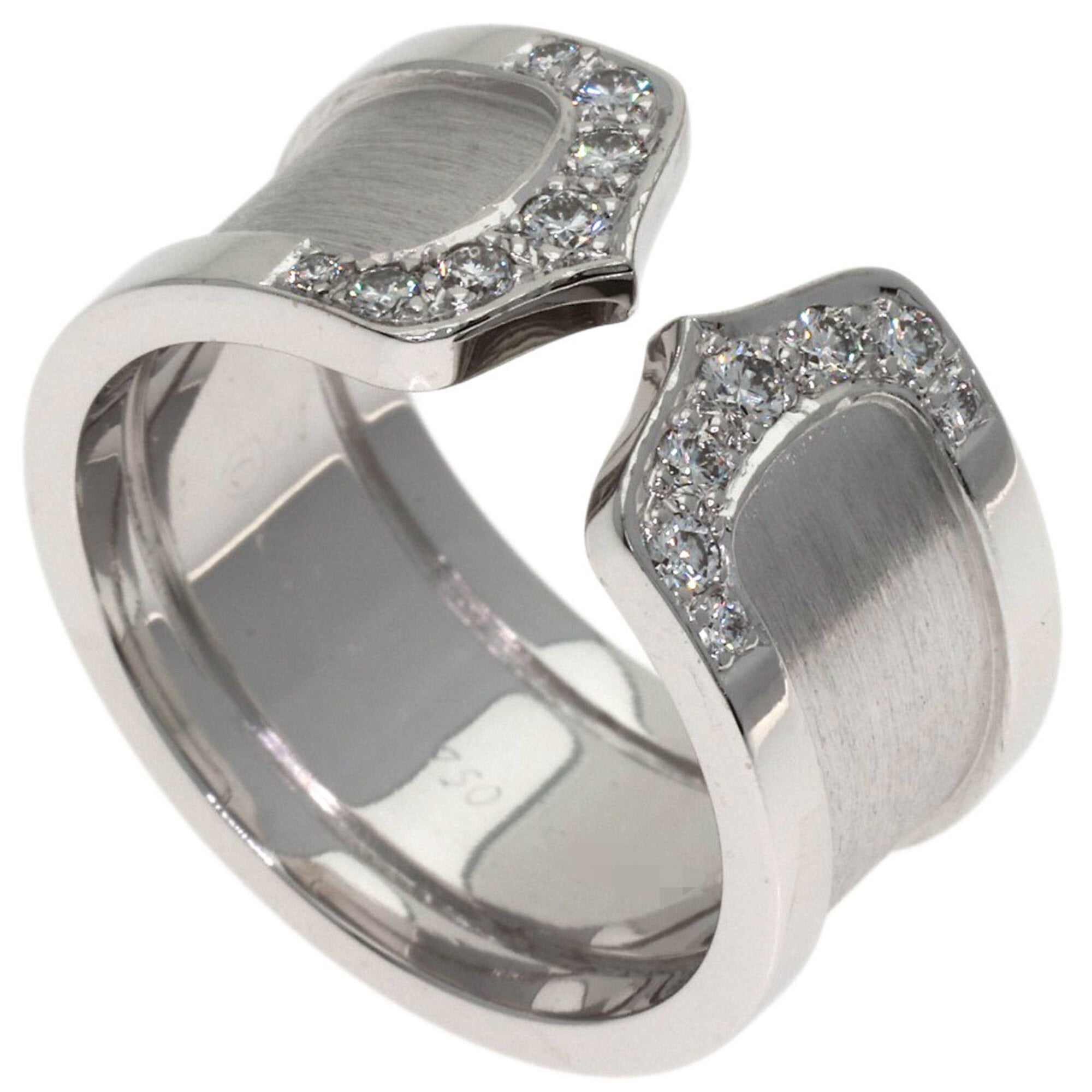 Cartier 2C Ring LM Diamond #52 Ring, 18K White Gold, Women\'s CARTIER