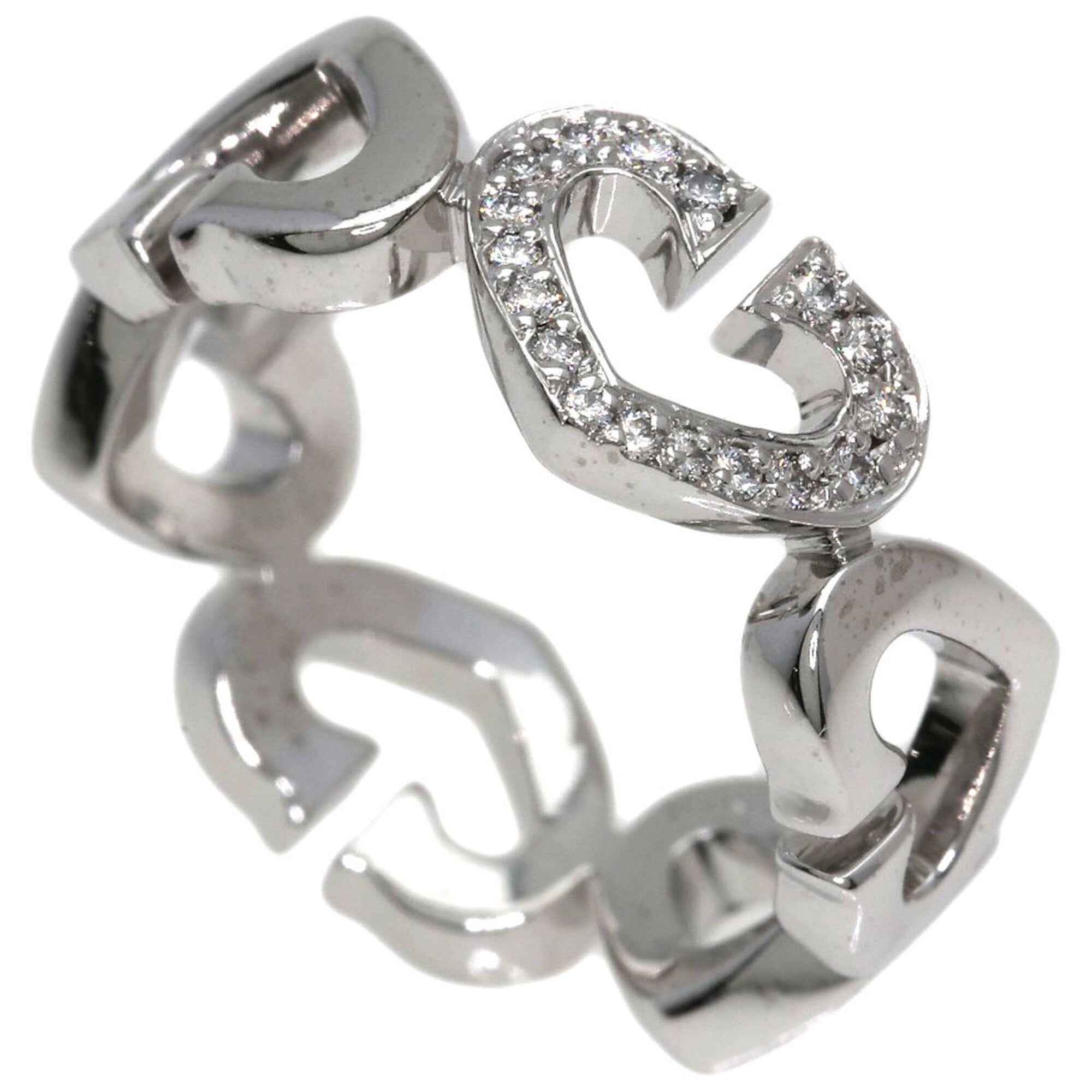 Cartier C Heart Diamond Ring #50, 18K White Gold, Women\'s.