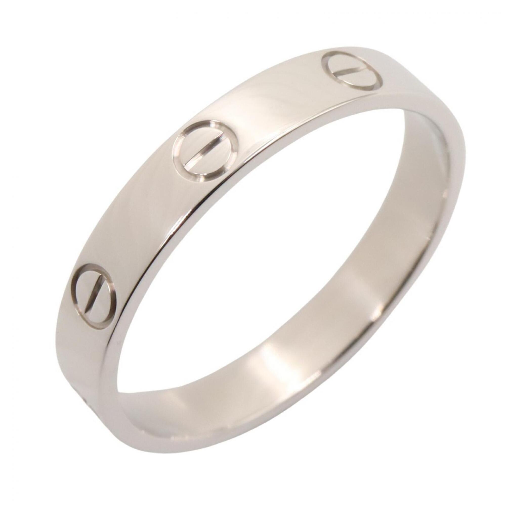 Cartier Mini Love Ring, 18K White Gold (18KWG), Silver Tone, for Men and Women.